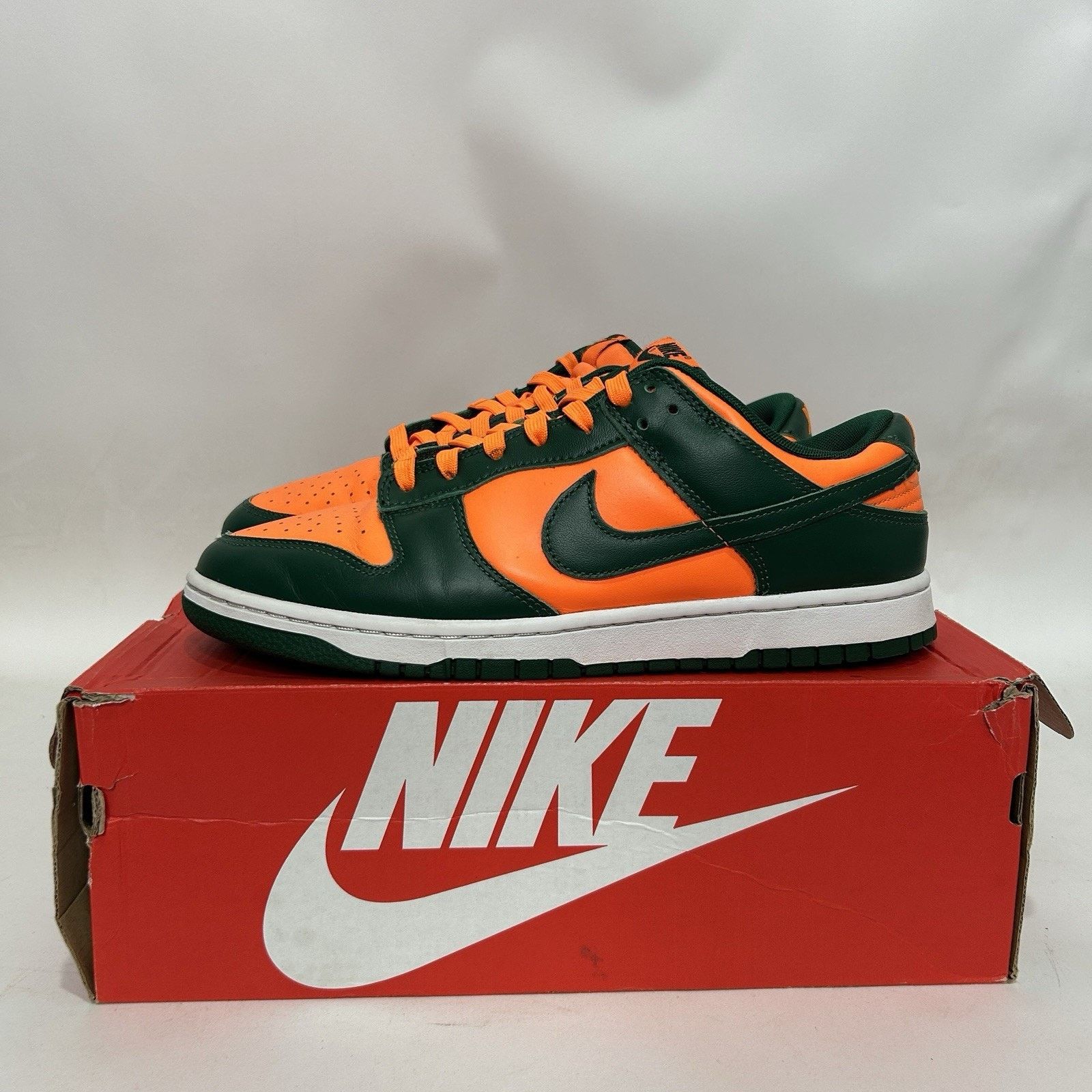 Nike Nike Dunk Low Retro “Miami Hurricanes/Gorge Green” Size US 10 / EU 43 - 6 Thumbnail