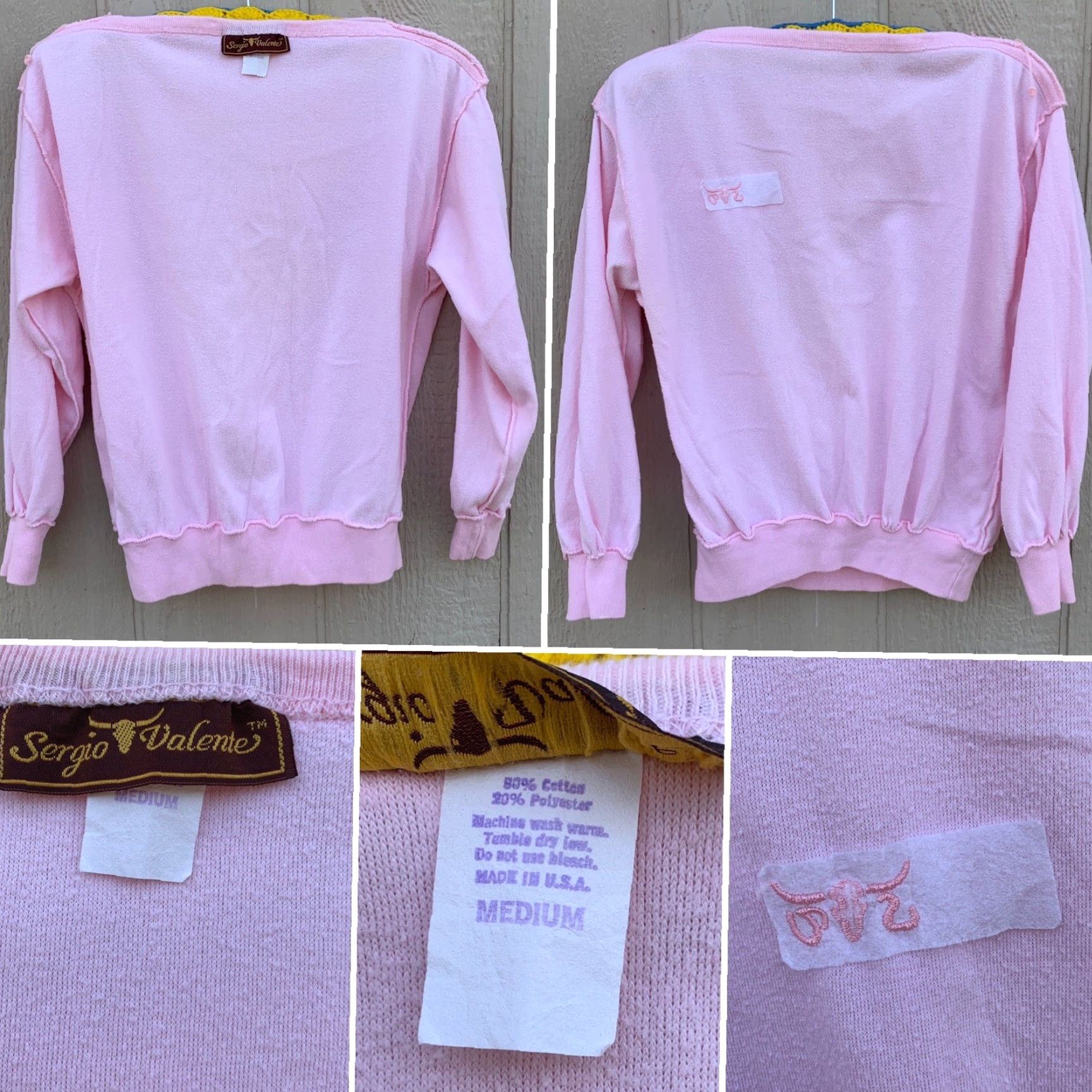 Velour VINTAGE Sergio Valente Velour Shirt Pink M 80s 70s Made In USA Shirt Mens Size M / US 6-8 / IT 42-44 - 7 Thumbnail