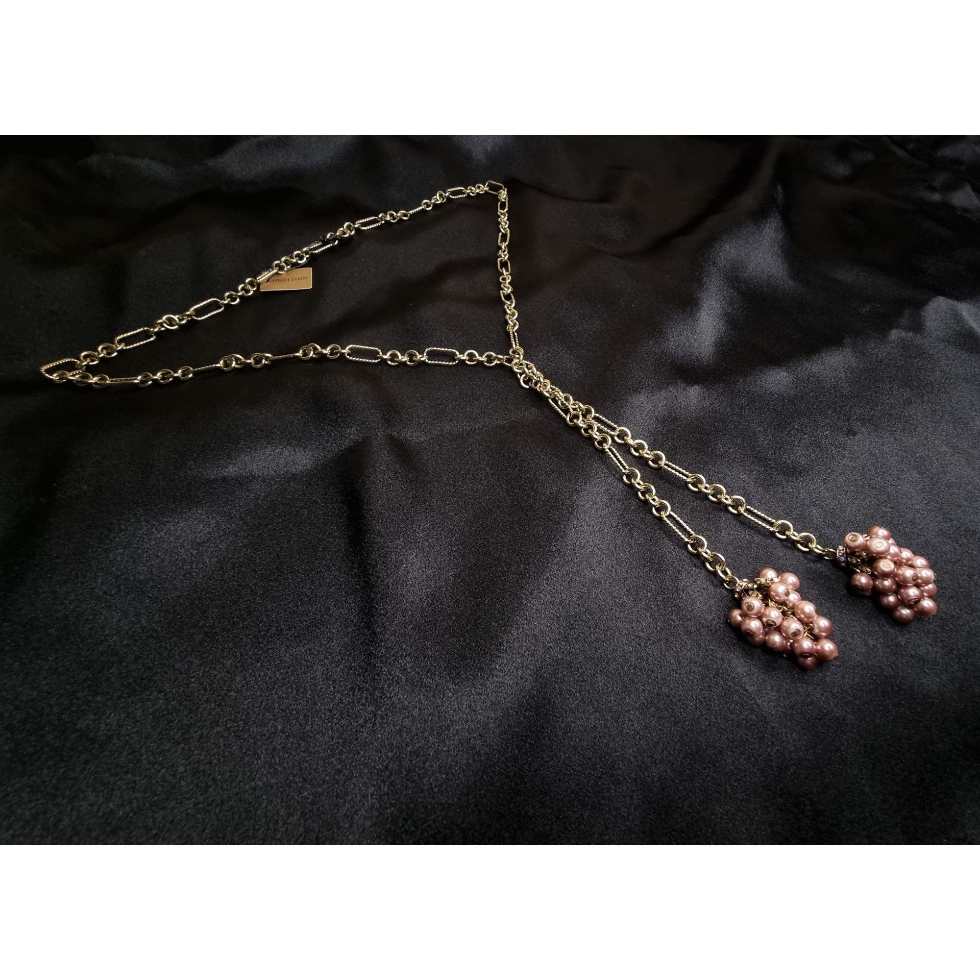 Vintage Heidi Daus Long Gold-Tone Necklace With Pink Pearl Cluster P Size ONE SIZE - 5 Thumbnail