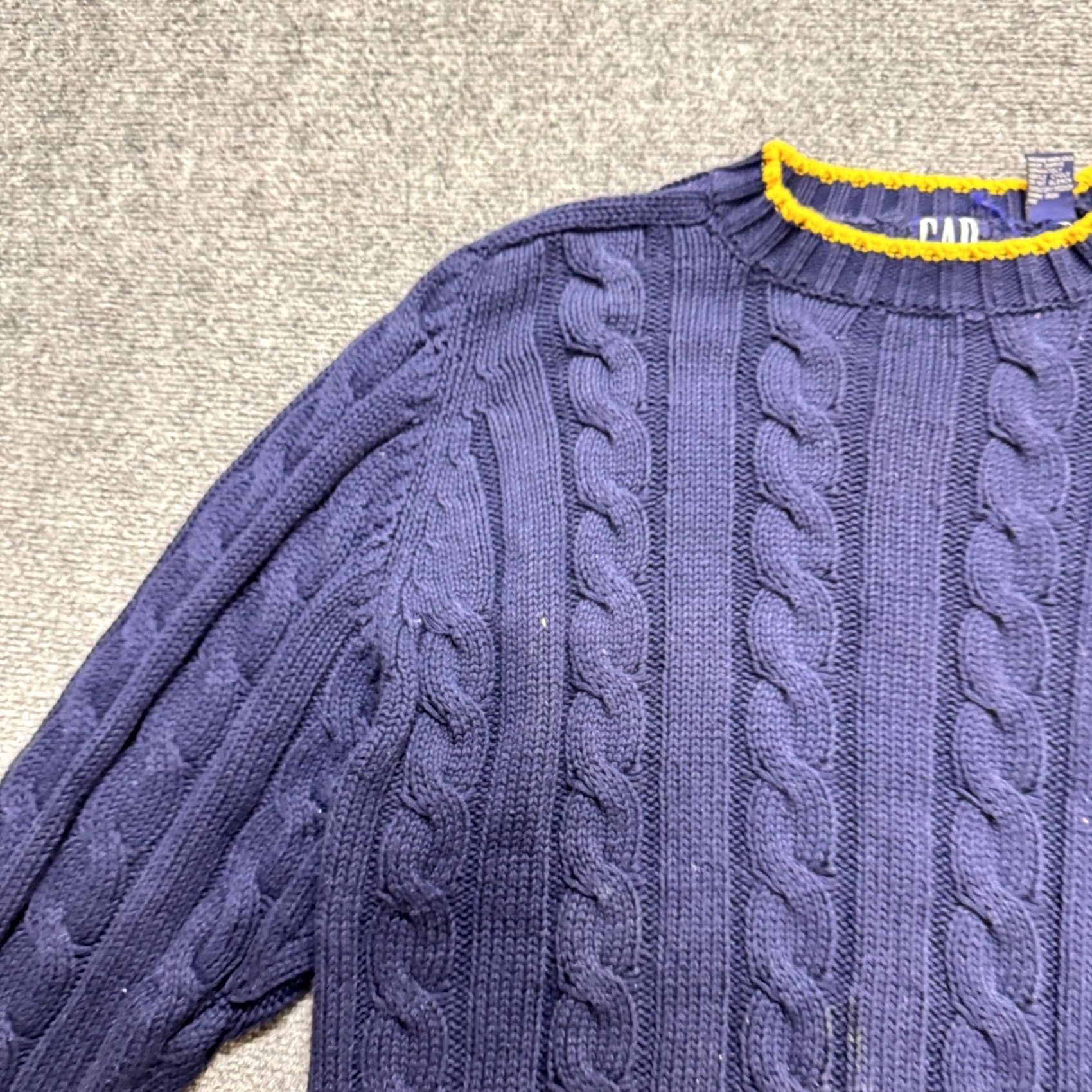 Gap VINTAGE GAP Sweater Pullover Men's L Blue 90s Cable Knitted Cotton Casual Knitted Pullover Mens Blue Size US L / EU 52-54 / 3 - 7 Thumbnail