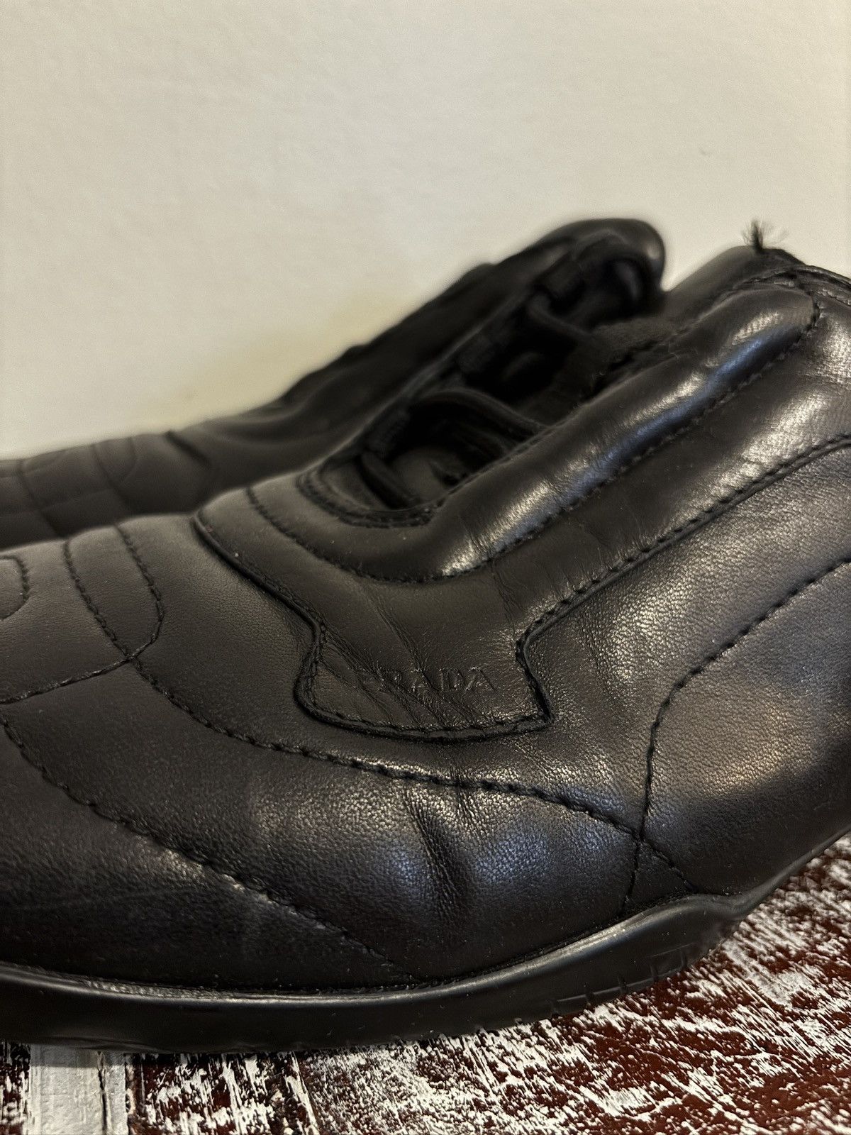 Prada Prada s/s2000 Square Toe Leather Luxury Trainers (damaged) Size US 12 / EU 45 - 7 Thumbnail
