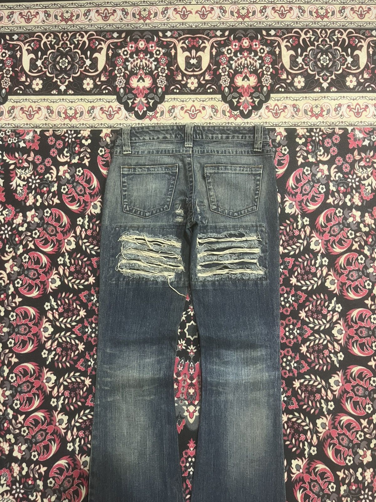 If Six Was Nine Japanese Brand EMS Excite Extreme Distressed Flare Jeans Size 28" / US 6 / IT 42 - 5 Thumbnail