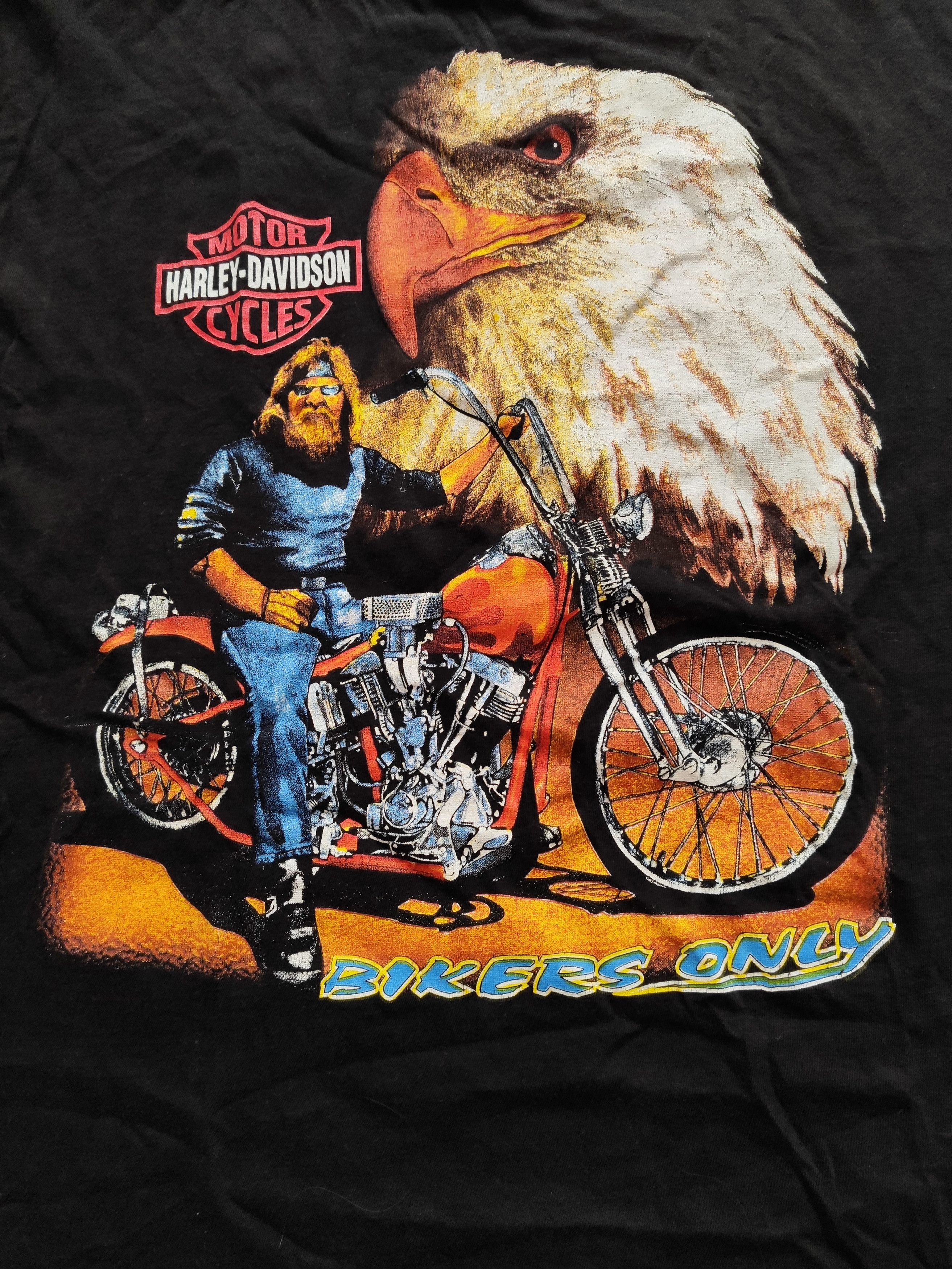 Harley Davidson Vintage 90s Harley-Davidson “Bikers Only” Eagle USA Tee Size US M / EU 48-50 / 2 - 3 Thumbnail