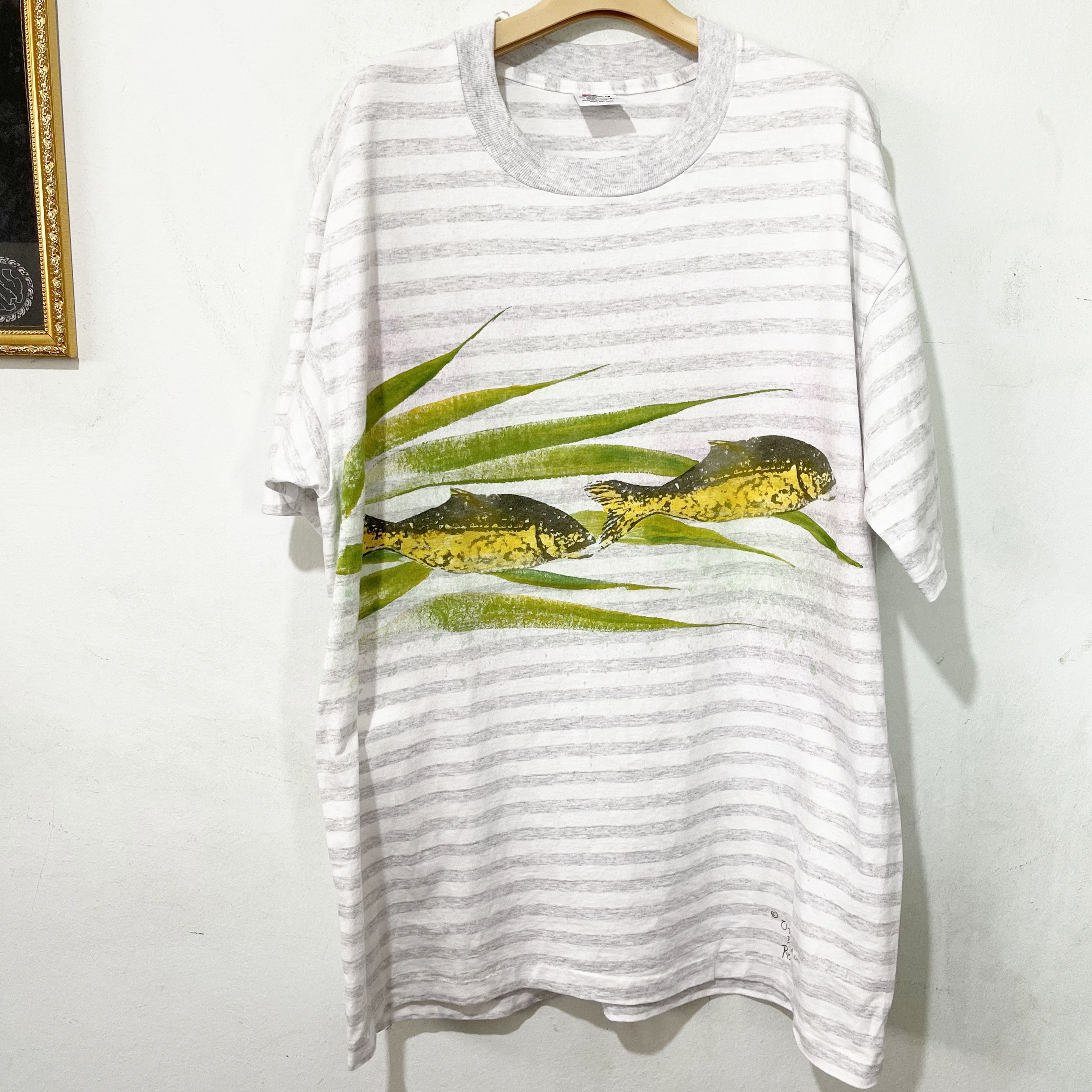 Vintage Vintage 90s Fish Over the Moon Striped Shirt Size US XL / EU 56 / 4 - 1 Thumbnail