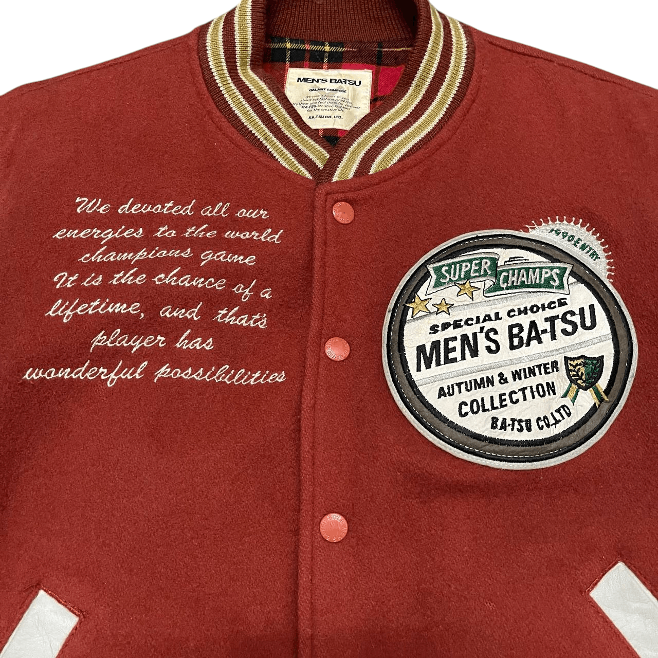Japanese Brand Vintage Men's Ba-Tsu Varsity Jacket with Patches Size US M / EU 48-50 / 2 - 10 Thumbnail