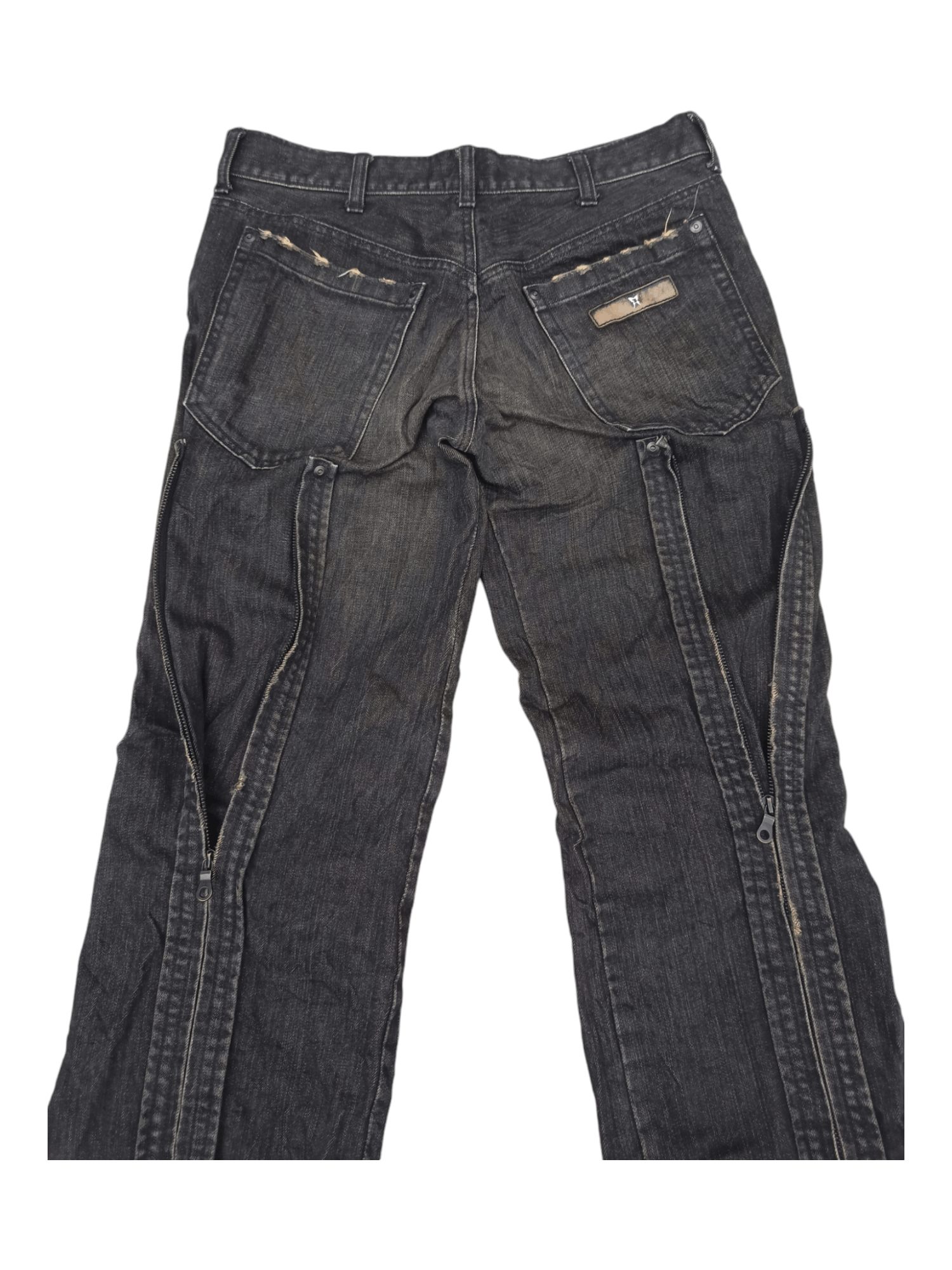 Japanese Brand Japanese Black Denim Lace Up Zipper Flared Jeans Size US 31 - 7 Thumbnail