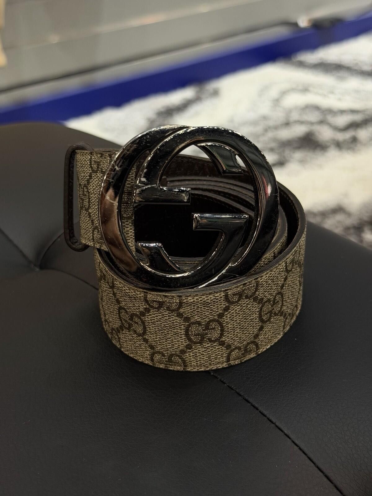 Gucci Gucci Tan Brown Silver Buckle Belt 100/40 $600 Size ONE SIZE - 4 Thumbnail