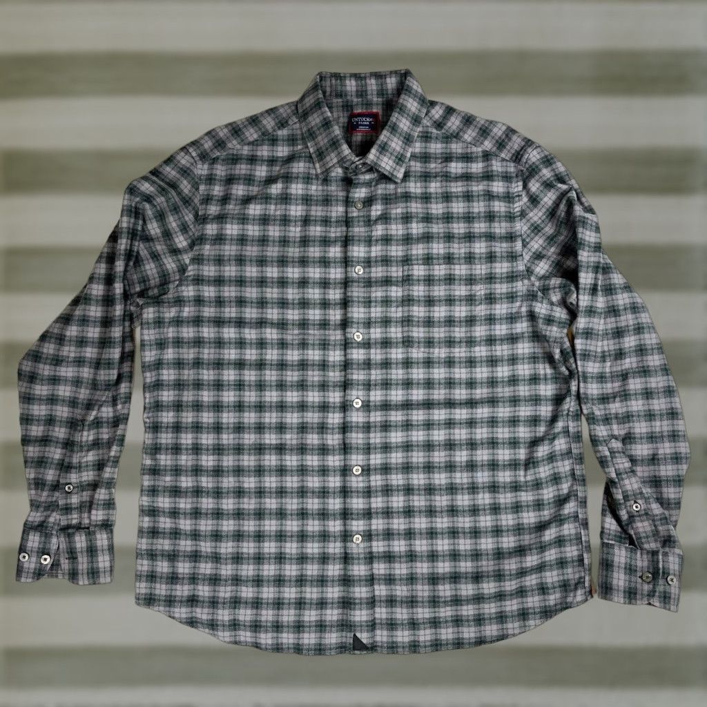 UNTUCKit UNTUCKit Men’s Parducci Button-Up Shirt Plaid XL Gray Cotton Flannel Long Sleeve Casual Classic Preppy Mens Size US XL / EU 56 / 4 - 1 Thumbnail