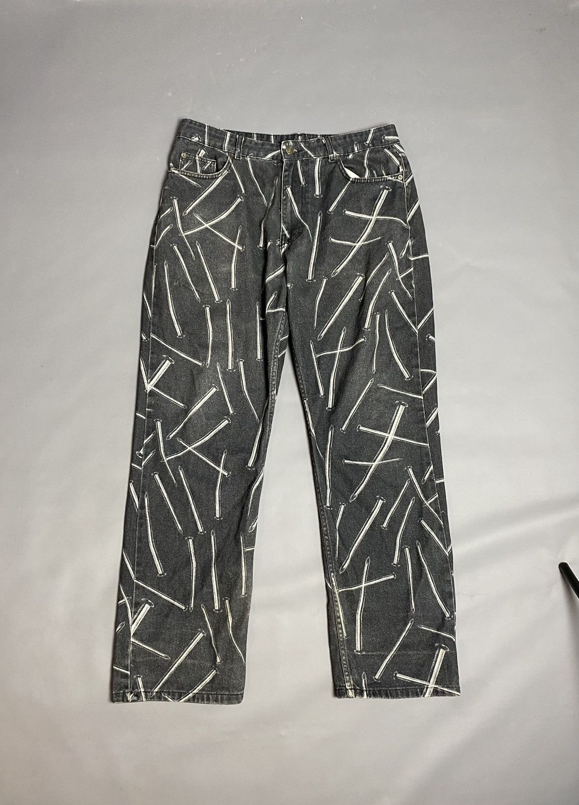 Jaded London Jaded London Jeans W34 Relaxed Fit Faded Black Nail Print Size US 34 / EU 50 - 2 Thumbnail