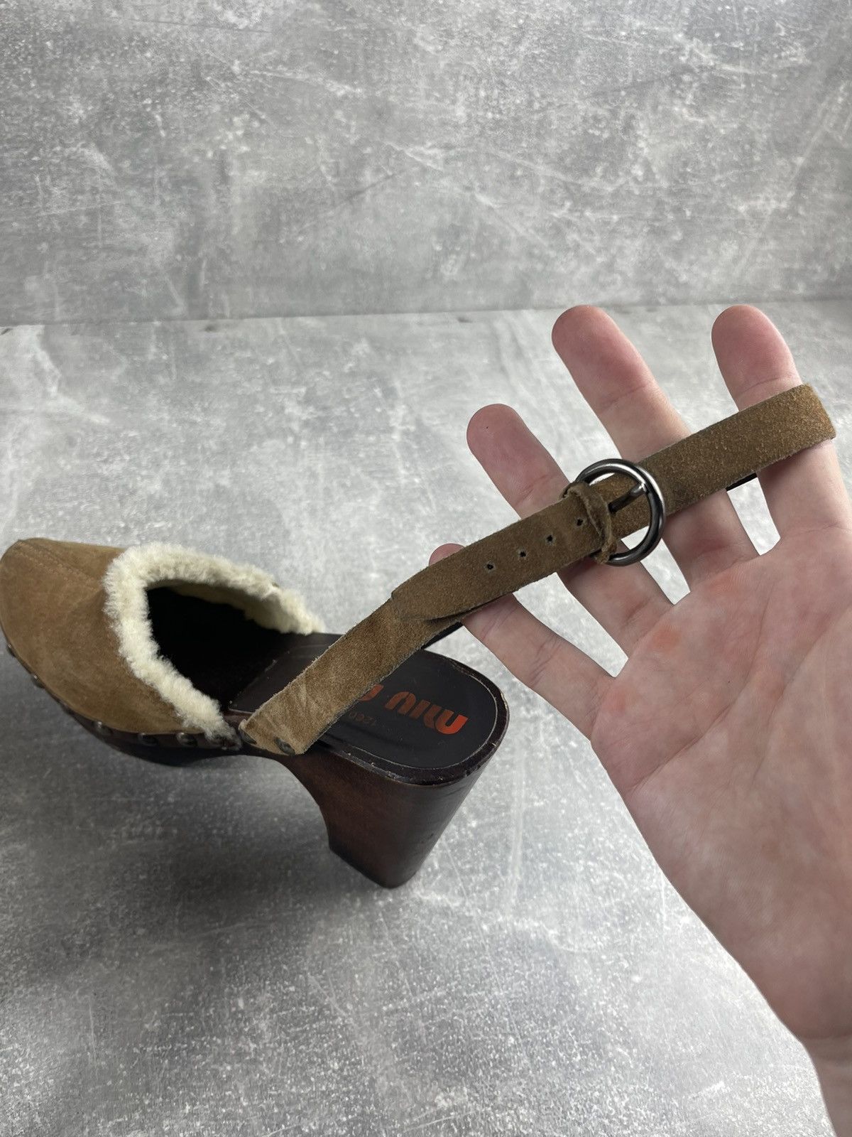 Miu Miu Miu Miu Archive Shearling Wooden Platform Clogs Sandals Size US 9 / IT 39 - 6 Thumbnail