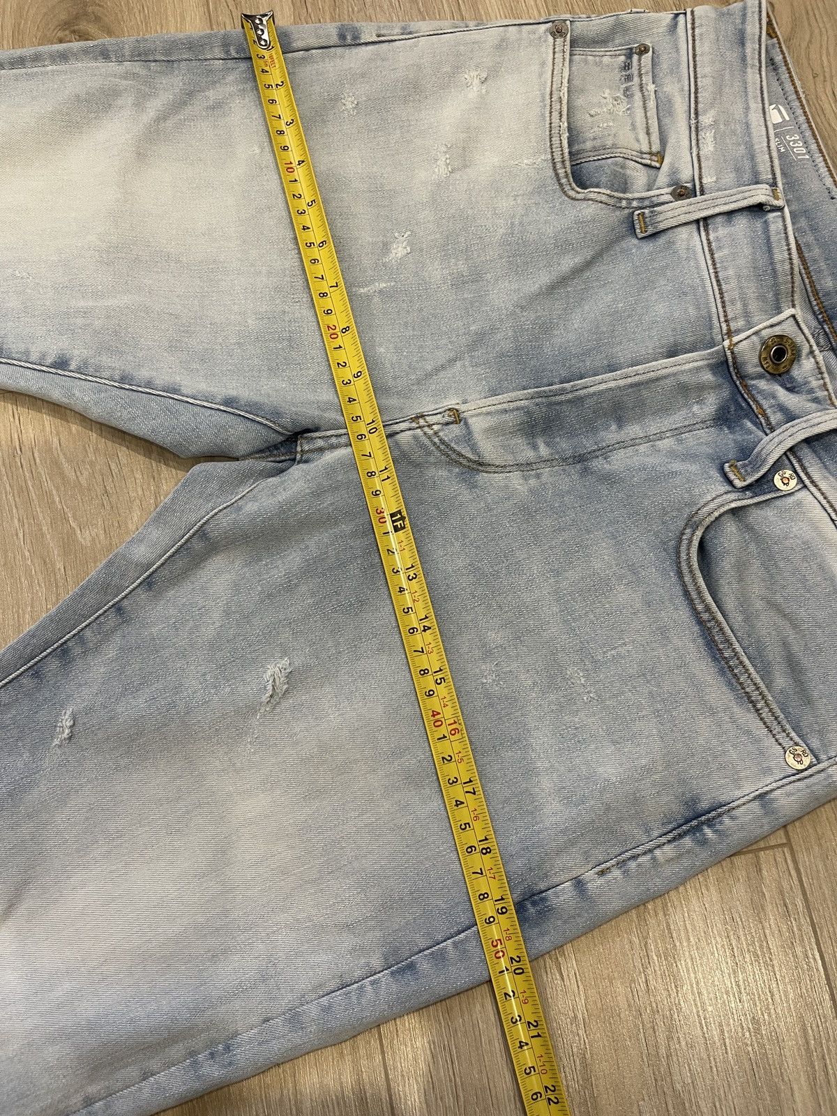 G-Star G-Star RAW 3301 Slim Distressed Denim Jeans 31/32 Size US 31 - 15 Thumbnail