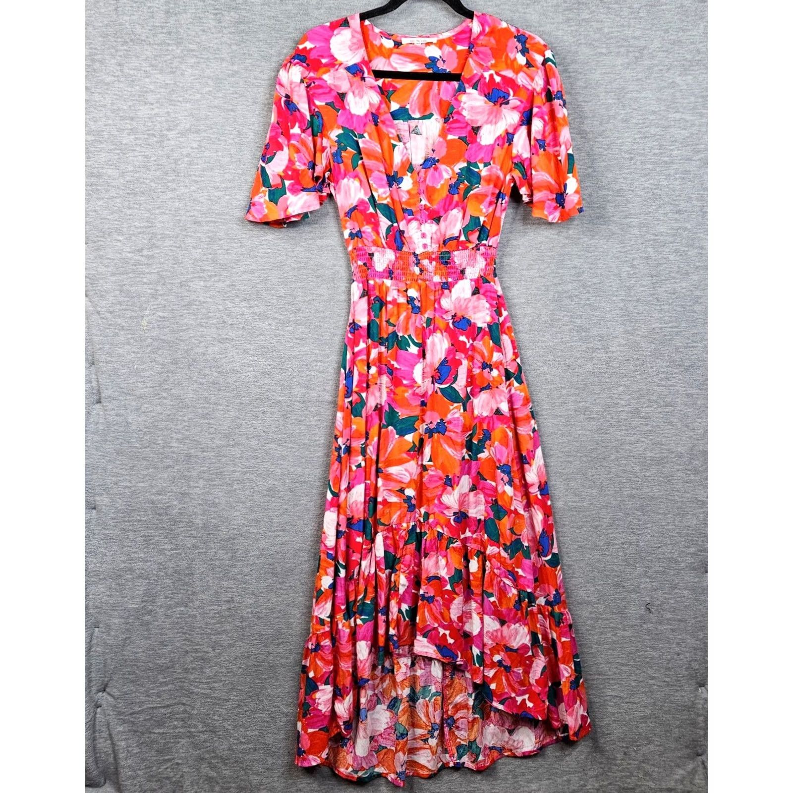 Vintage Abel The Label XS Women's Floral Tropical Flutter Maxi Dress Shirt? Size XS / US 0-2 / IT 36-38 - 2 Thumbnail