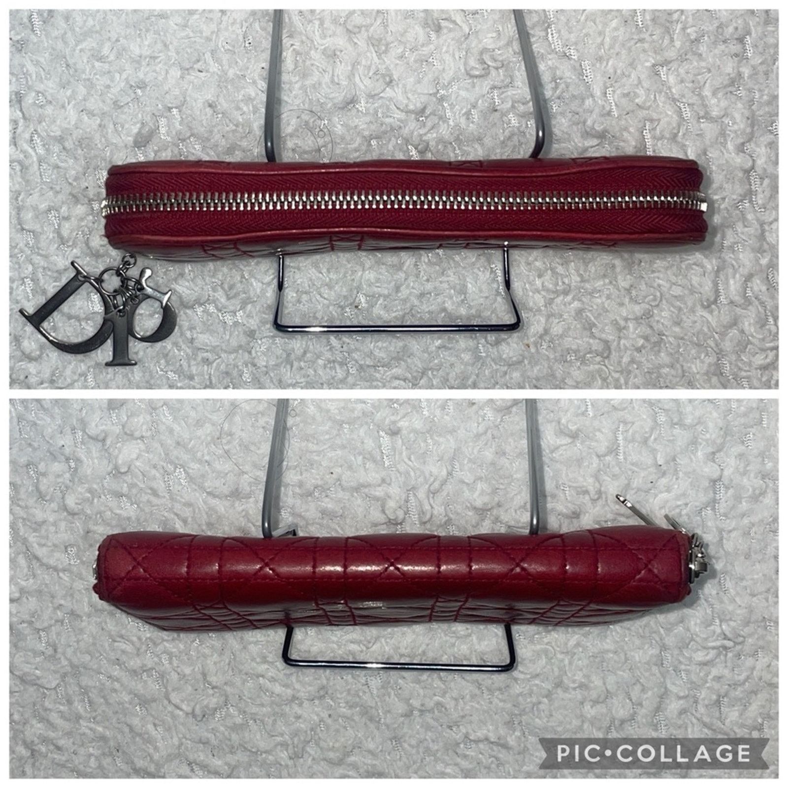 Dior Dior Lady Dior Voyageur Cannage Zip Wallet Red Size ONE SIZE - 7 Thumbnail