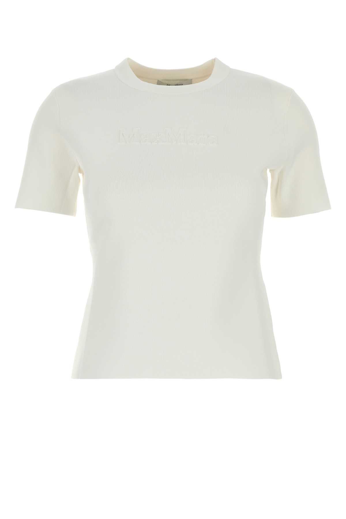 Max Mara White Viscose Blend Adelio T-Shirt Size L / US 10 / IT 46 - 1 Thumbnail