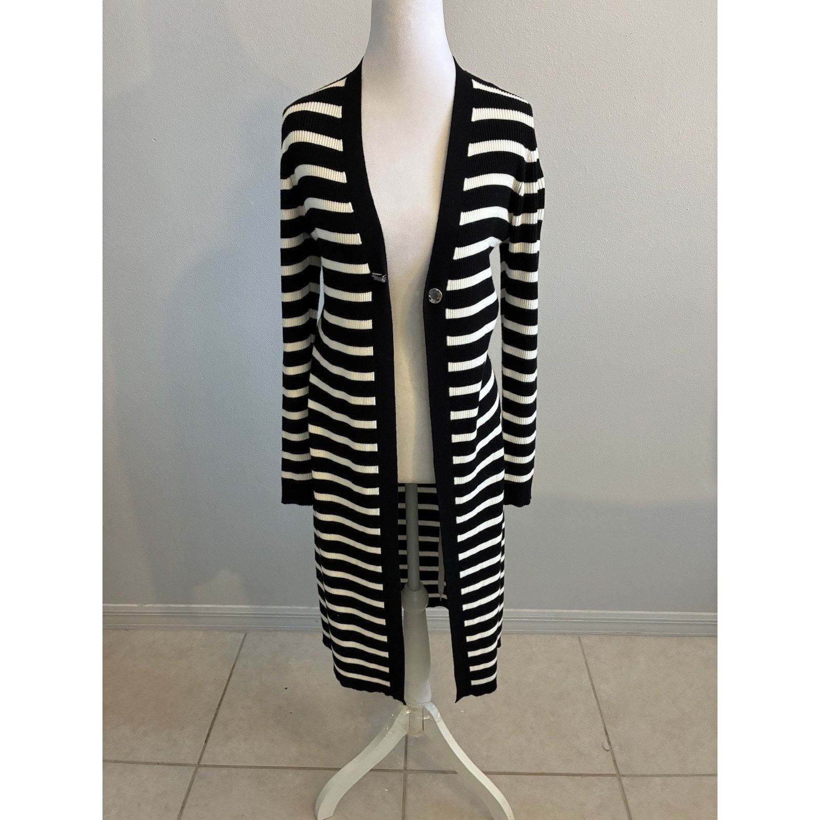Nine West Striped Long Duster Cardigan Quiet Luxury Minimalist S Size S / US 4 / IT 40 - 11 Thumbnail