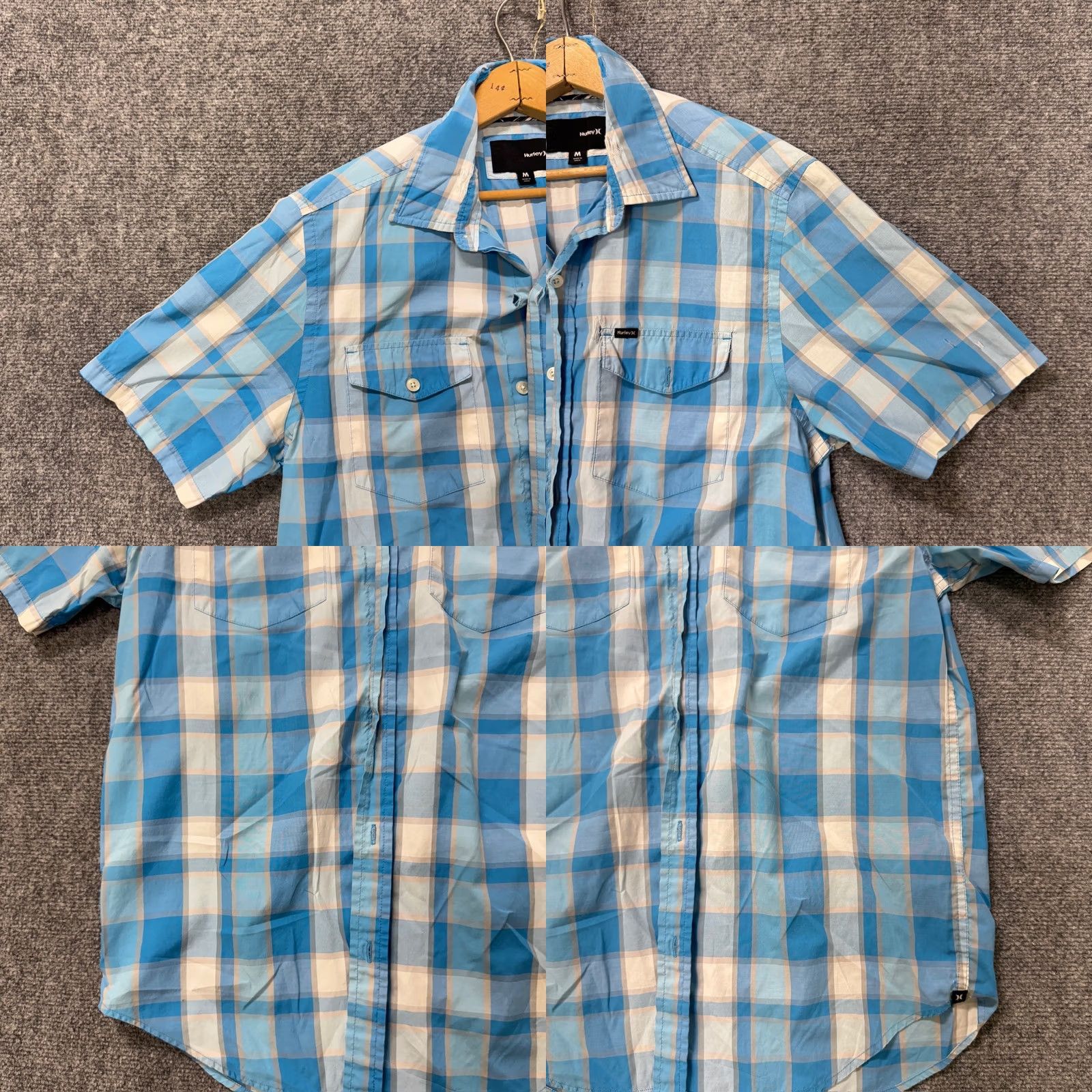 Hurley Hurley Dress Shirt Men Medium Plaid Button Up Casual Distressed Blue/White Size US M / EU 48-50 / 2 - 8 Thumbnail