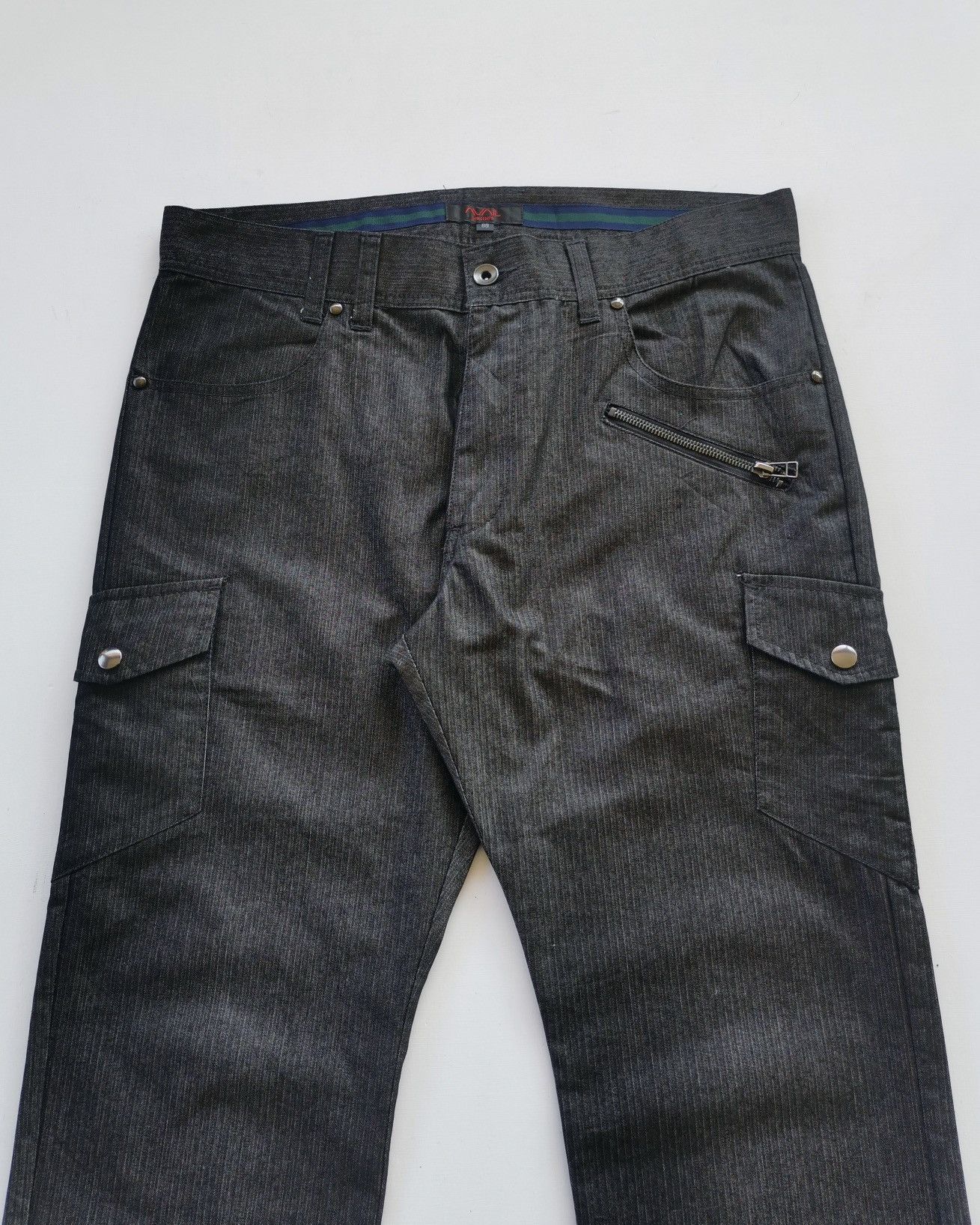 Japanese Brand Avail Japan Striped Zipper Cargo Pants Size US 33 - 1 Thumbnail