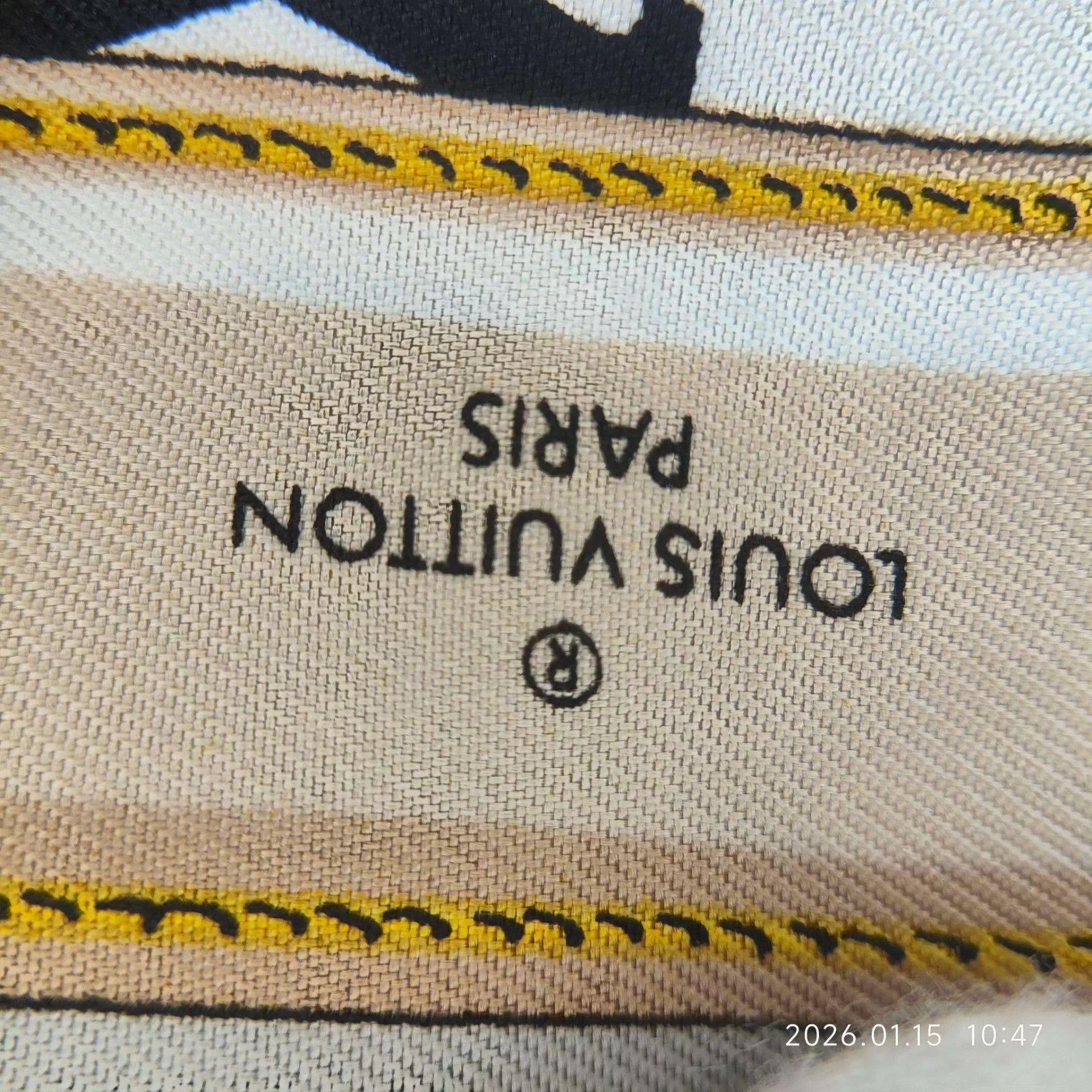 Louis Vuitton LV Silk Scarf 80x115 Black M78656 Size ONE SIZE - 8 Thumbnail