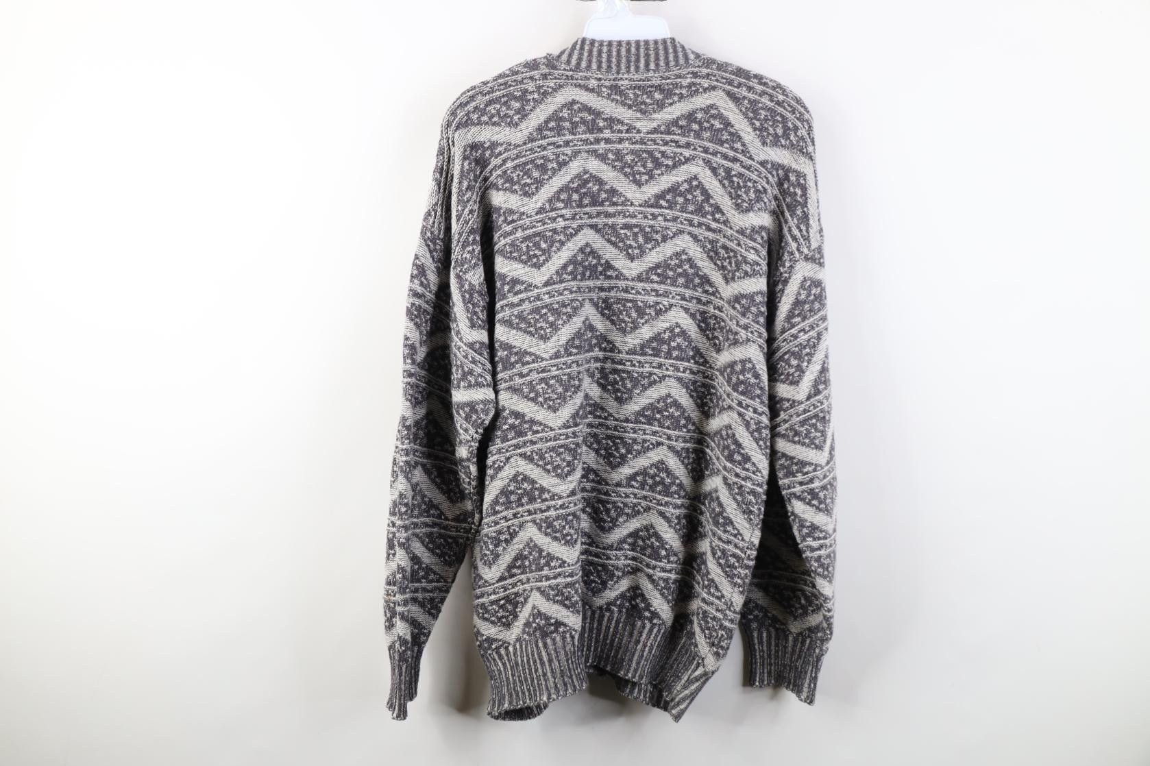 Vintage Vintage 90s Streetwear Zig Zag Knit Cardigan Sweater USA Size US L / EU 52-54 / 3 - 8 Thumbnail