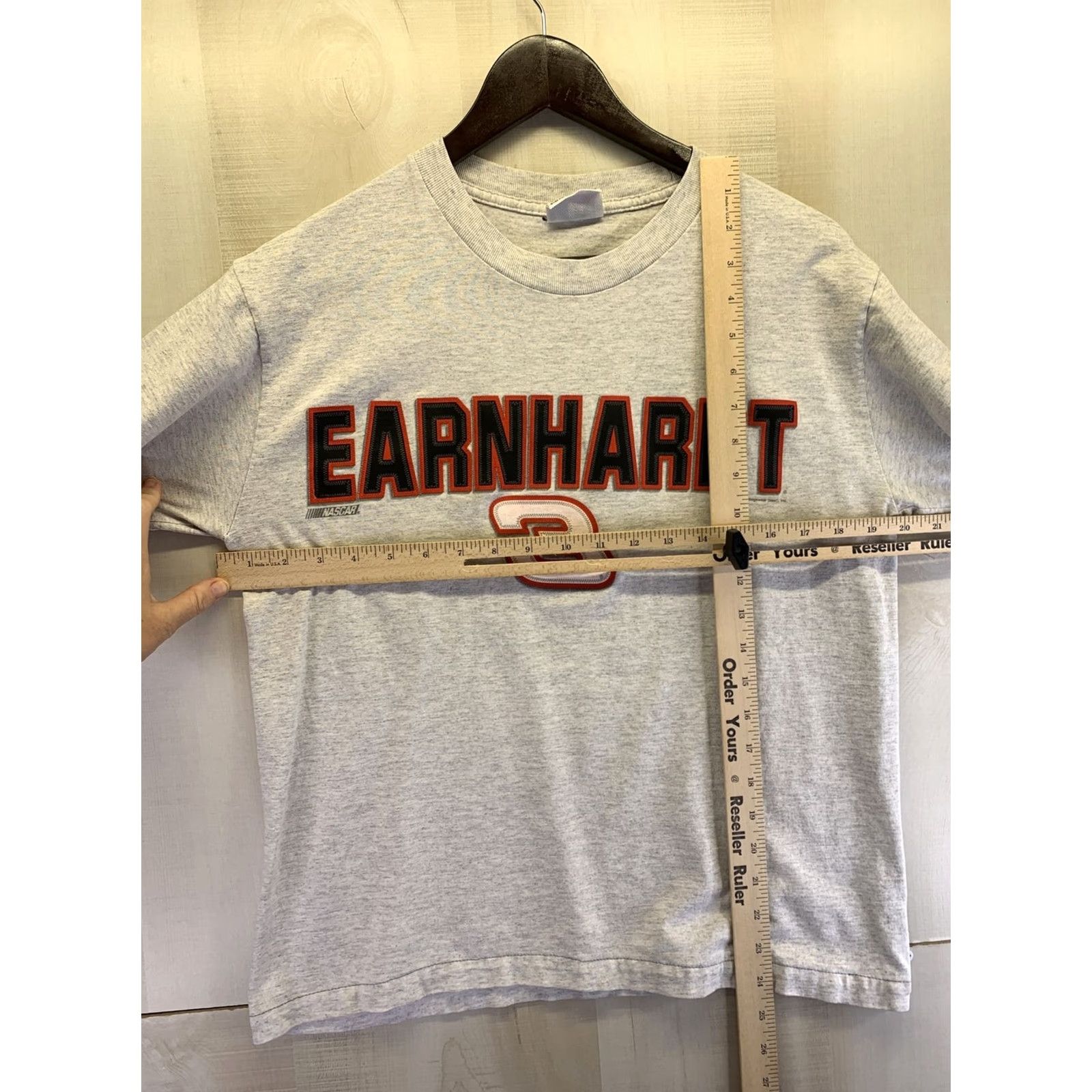 Chase Authentics Vintage 1990s Dale Earnhardt Nascar Patch Work Graphic Gray Mens Womens Unisex T-Shirt L XS/S Short Sleeve Shirt Size US L / EU 52-54 / 3 - 4 Thumbnail