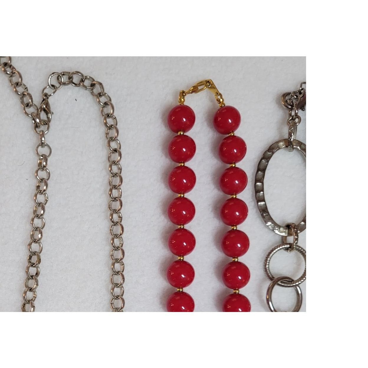 Jewelry Necklace Lot 4 Pc Colorful Blue Red Yellow Silvertone Beaded Size ONE SIZE - 6 Thumbnail