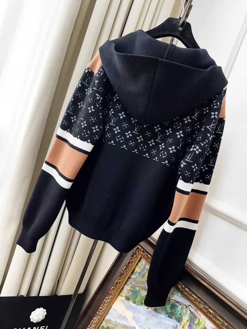 Louis Vuitton LOUIS VUITTON Black presbyopic color-block zip-up hooded wo Size S / US 4 / IT 40 - 2 Thumbnail