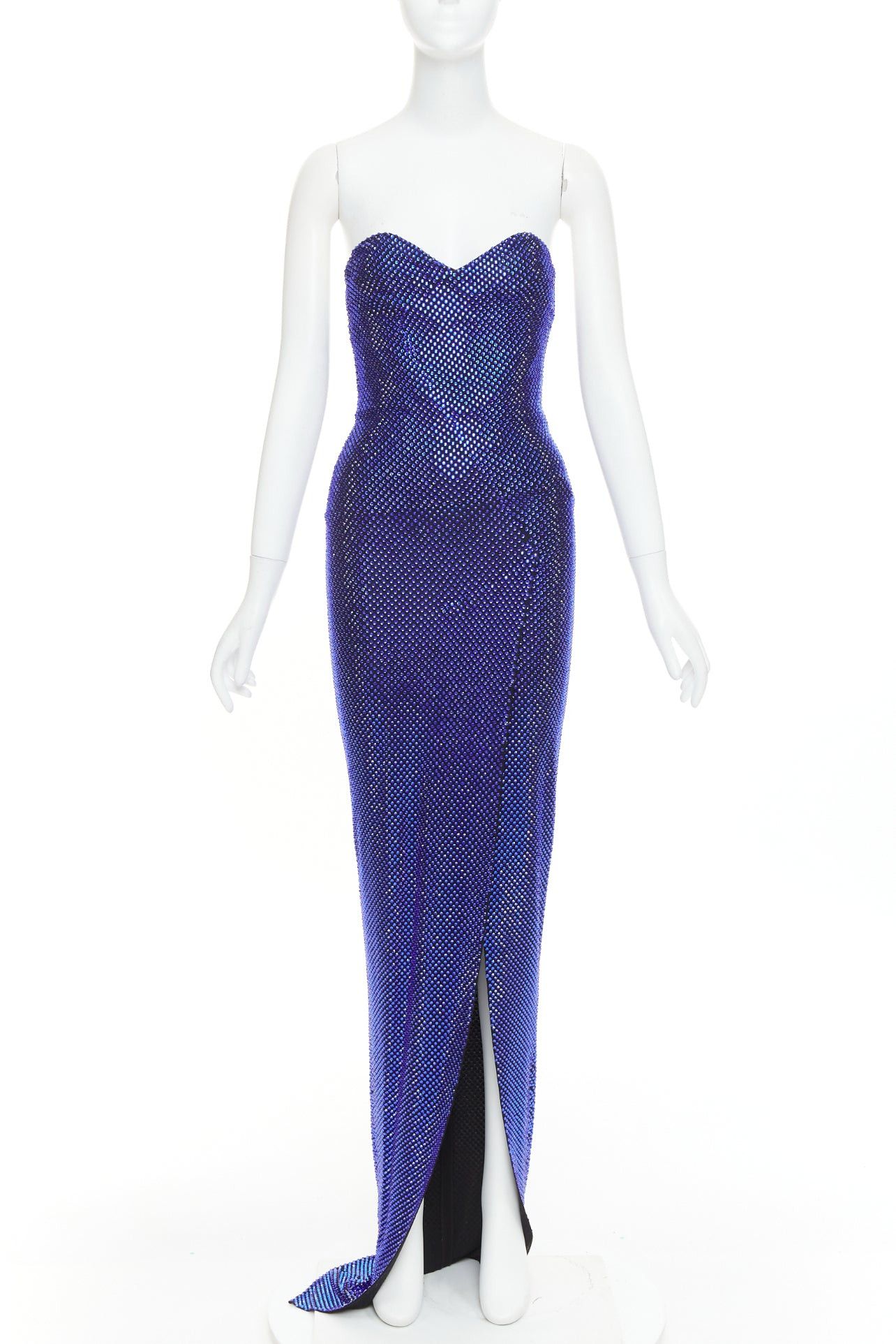 Alexandre Vauthier ALEXANDRE VAUTHIER blue black strass sweetheart bustier high slit gown Size S / US 4 / IT 40 - 1 Thumbnail