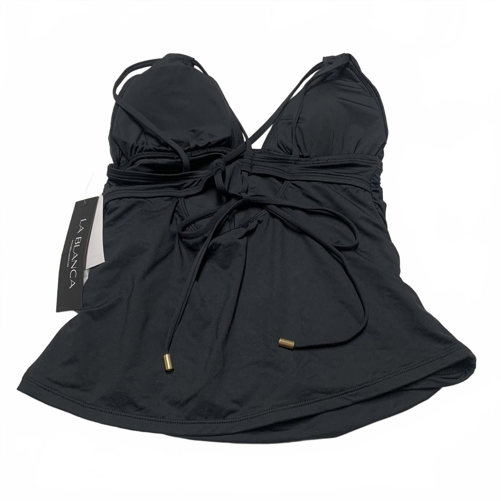 Other La Blanca Women's Size 10 Black Halter Swim Top Ruched Bust Size ONE SIZE - 2 Thumbnail