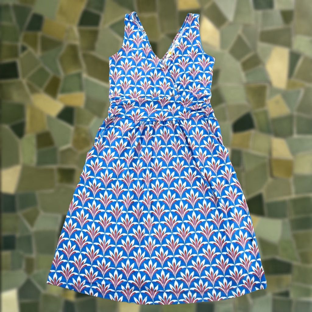 Boden Boden Blue Pink Brown Floral Stretch Sleeveless Pocket V-Neck Tank Sun Dress 4R Size S / US 4 / IT 40 - 1 Thumbnail