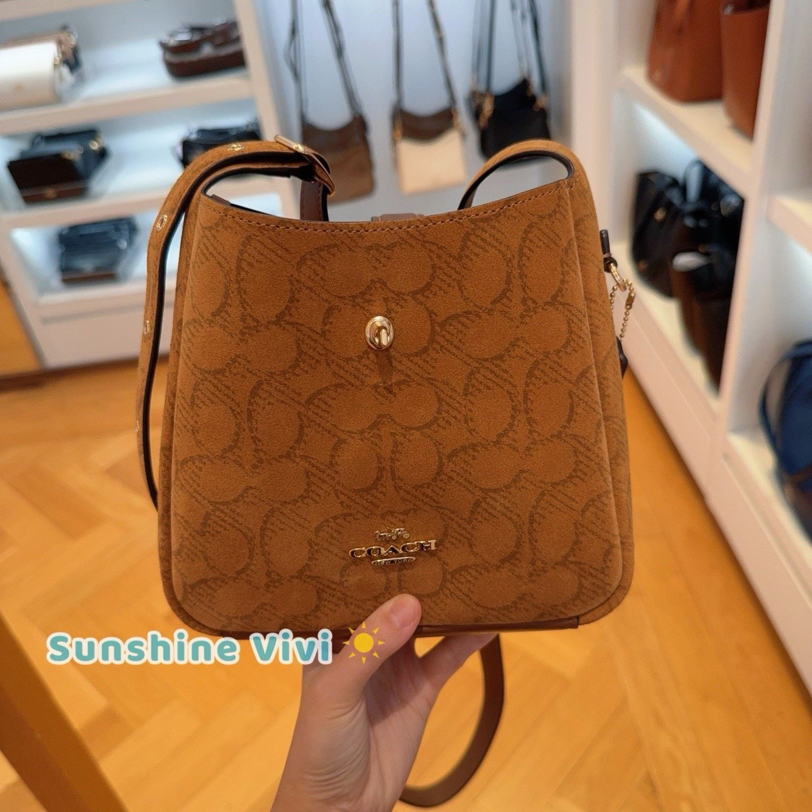 Coach NWT Coach Hadley Mini Crossbody Bag CCE16, suede/Im/Caramel Size ONE SIZE - 1 Thumbnail