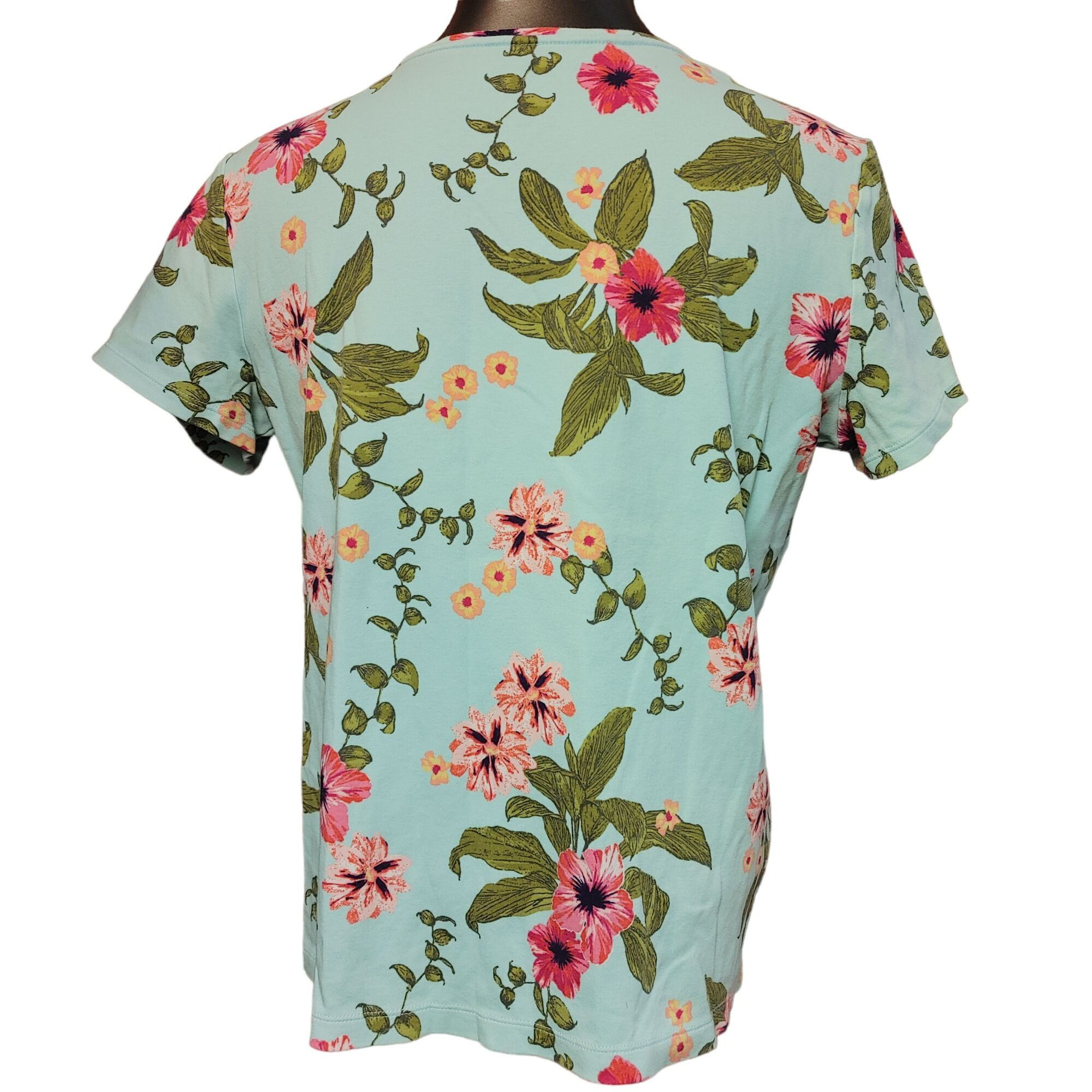 Croft & Barrow Croft & Barrow Women's Light Blue Botanical Classic Tee XL Size XL / US 12-14 / IT 48-50 - 2 Thumbnail