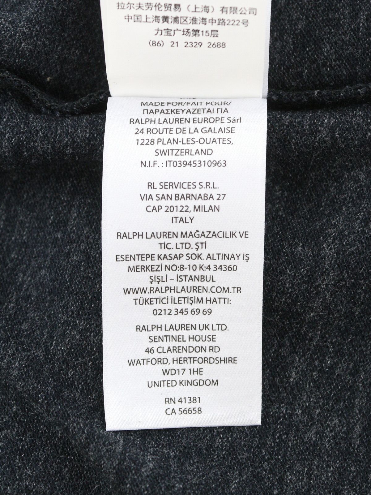Ralph Lauren CUSTOM SLIM FIT 2XL Black Melange Cotton 87895 Size US XXL / EU 58 / 5 - 12 Thumbnail