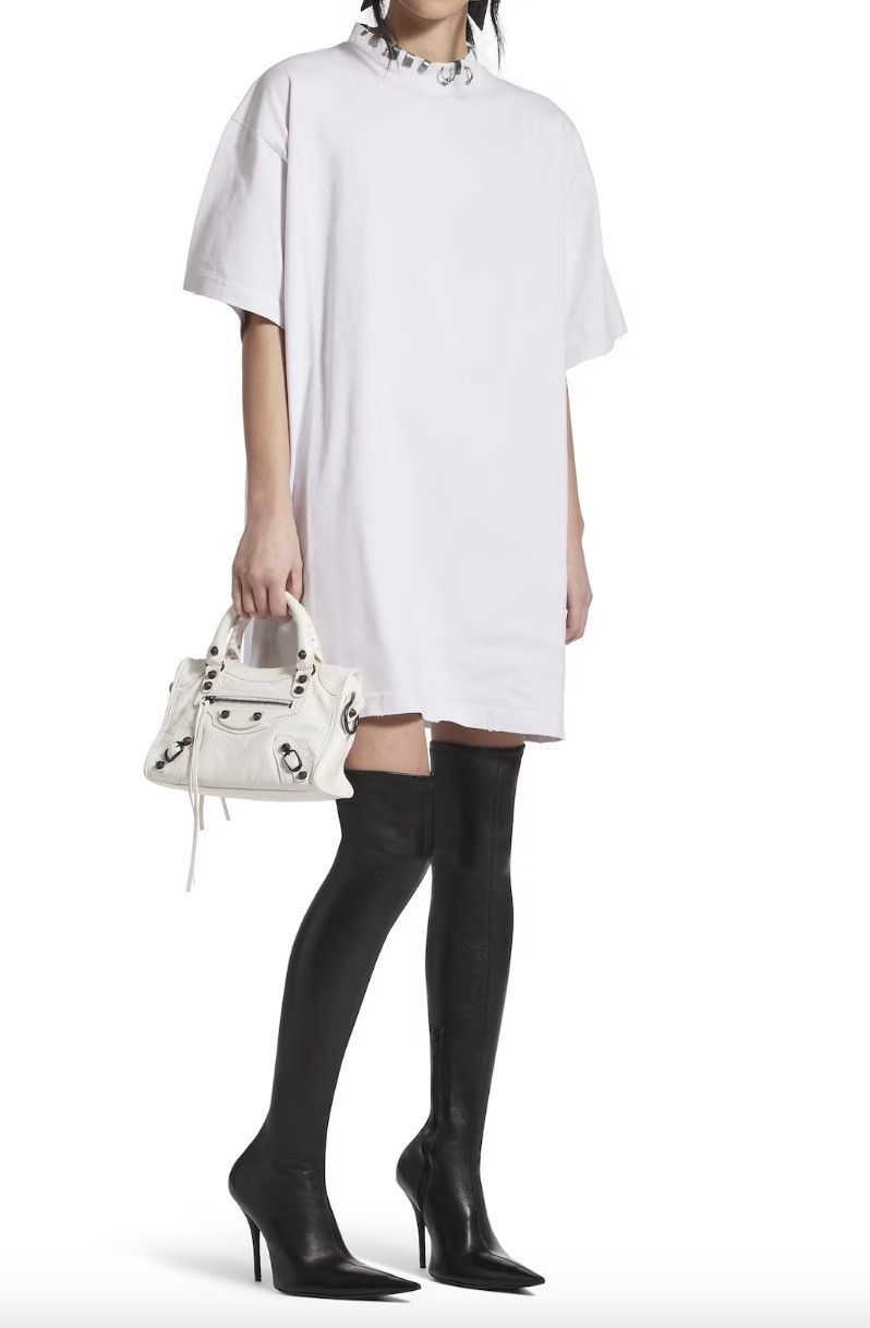 Balenciaga o1s1rm0925 Dup / Pierced T- Shirt Oversized in White Size S / US 4 / IT 40 - 2 Thumbnail