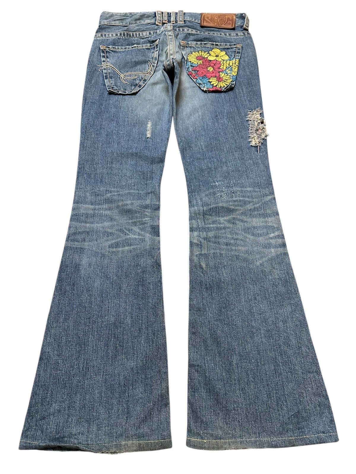 Edwin Vintage Japan Edwin Faded Wash Distress Wide Leg Flare Jeans Size 29" - 2 Thumbnail