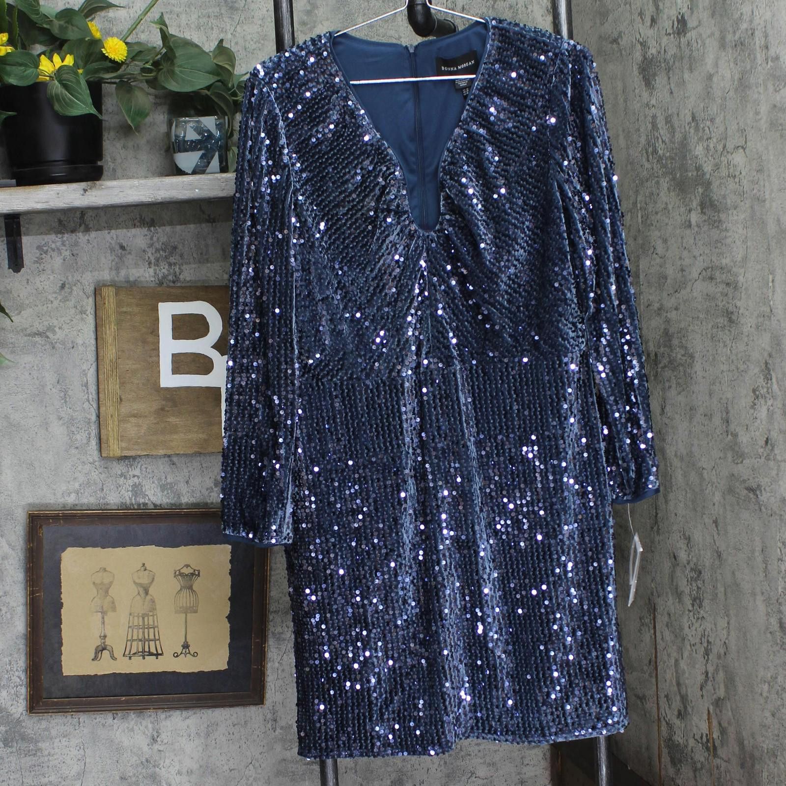 Other Nwt Donna Morgan Event Occasion Cocktail Dark Blue Gray 16 Size XXL / US 16-18 / IT 52-54 - 1 Thumbnail
