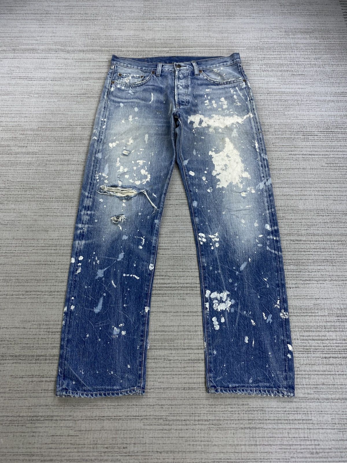 Japanese Brand Vintage Hysteric Glamour RNA Selvedge Splatter Paint Jeans Size US 32 / EU 48 - 1 Thumbnail