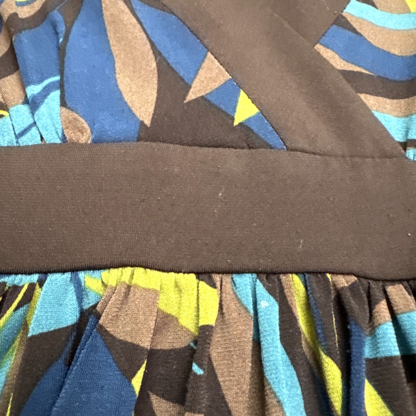 MAGGY LONDON VINTAGE Maggy London Leaf Print Midi Wrap Dress Womens 6P Brown Blue Casual Boho Dress Size M / US 6-8 / IT 42-44 - 6 Thumbnail