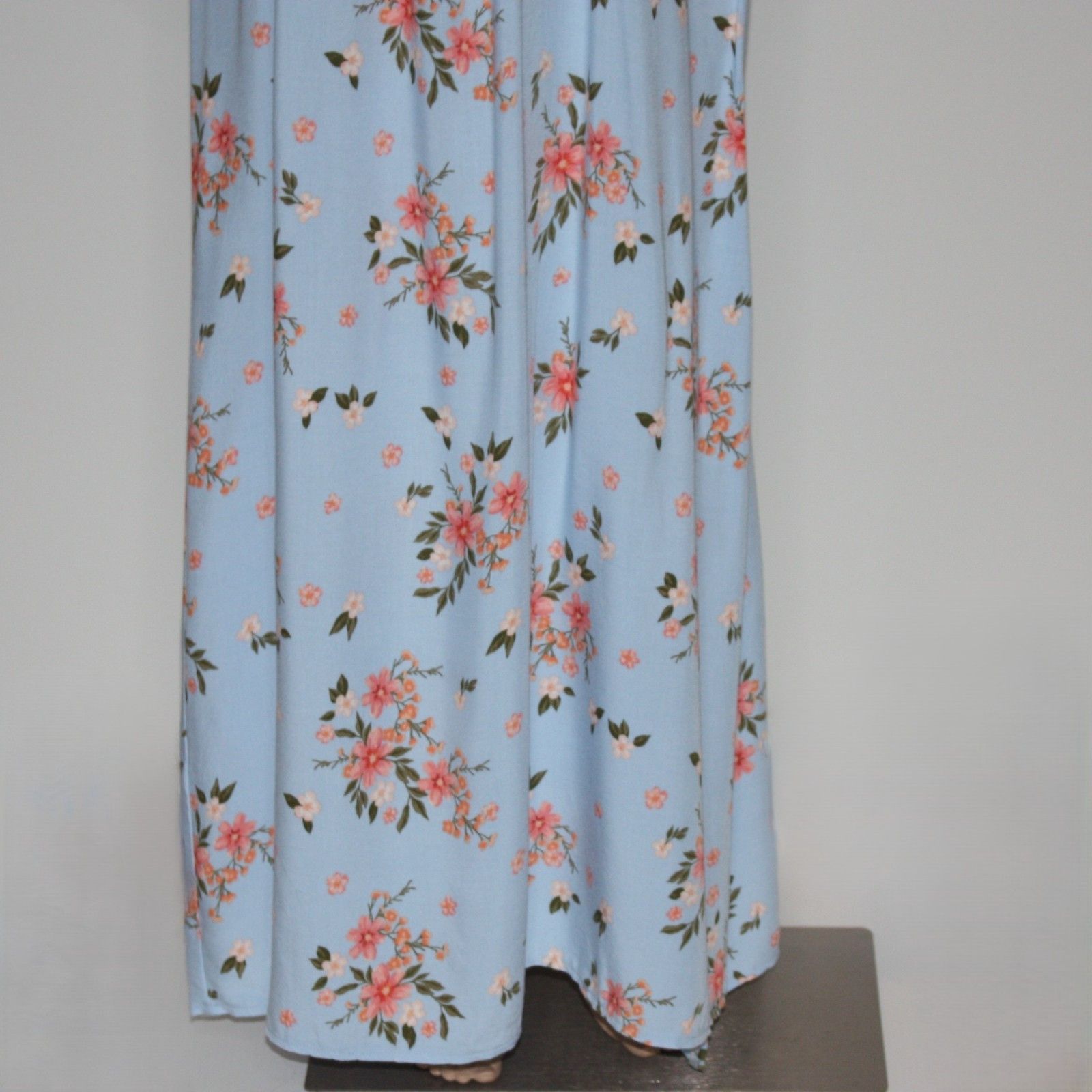 Other Ever After Light Blue Floral Maxi Dress with Side Slit Size L / US 10 / IT 46 - 4 Thumbnail