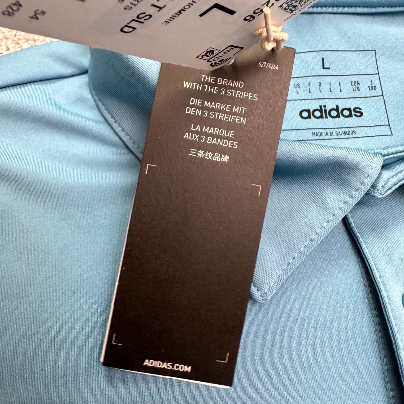 Adidas Adidas Golf Polo Shirt Mens Large Blue A514 ULT Clearway Luna Valley Polo Shirt, Regular, Short Sleeve, Button-Front, Breathable, All Seasons, NWT Size US L / EU 52-54 / 3 - 7 Thumbnail
