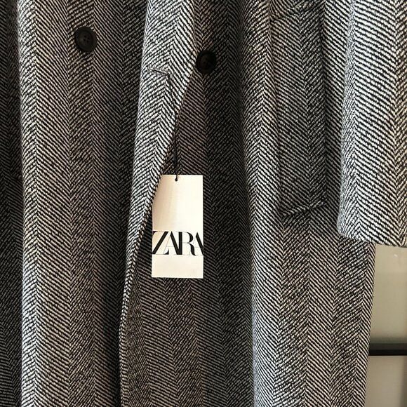 Zara Zara - Herringbone Wool Coat Drop Shoulder - Brand new Size L / US 10 / IT 46 - 7 Thumbnail