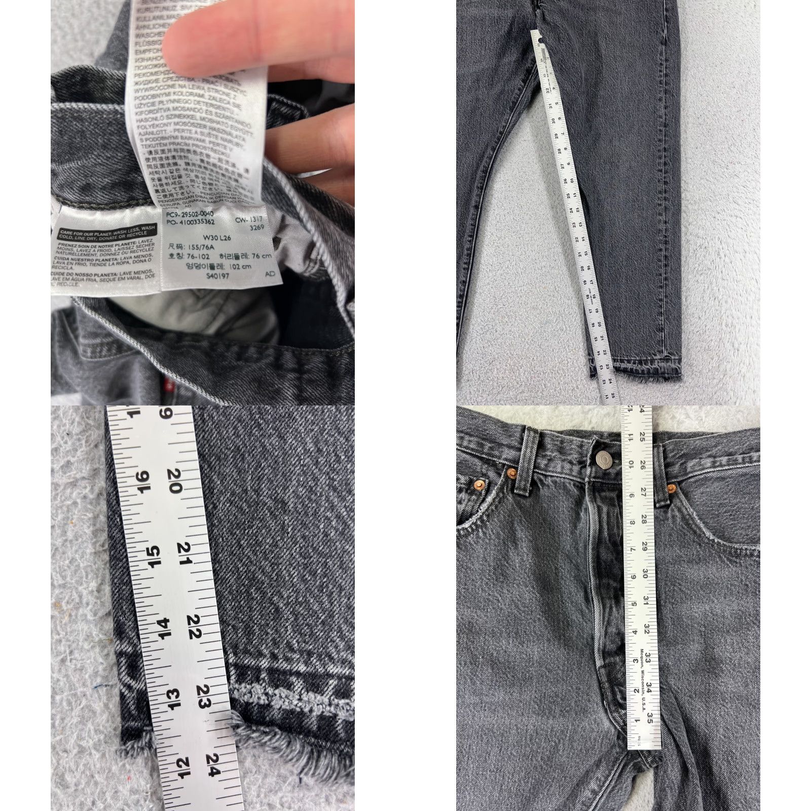 Levi's Levi's 501 Jeans Womens Black Denim Skinny Crop 501 Button Fly 28x23 Adult Regular Size 28 Inseam 23 High Rise Cotton Blend Denim Size 30" / US 8 / IT 44 - 8 Thumbnail