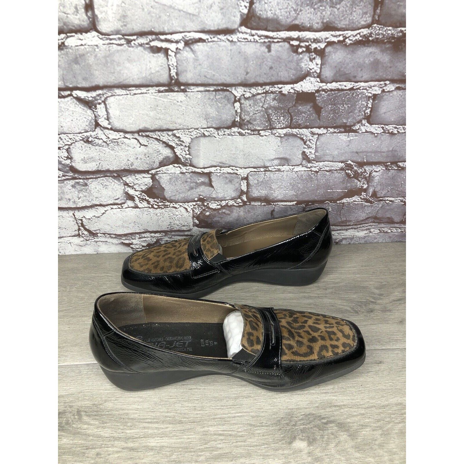 Mephisto Mephisto Air Jet Black Patent Leopard Print Penny Wedge Shoe Size US 11 / IT 41 - 13 Thumbnail