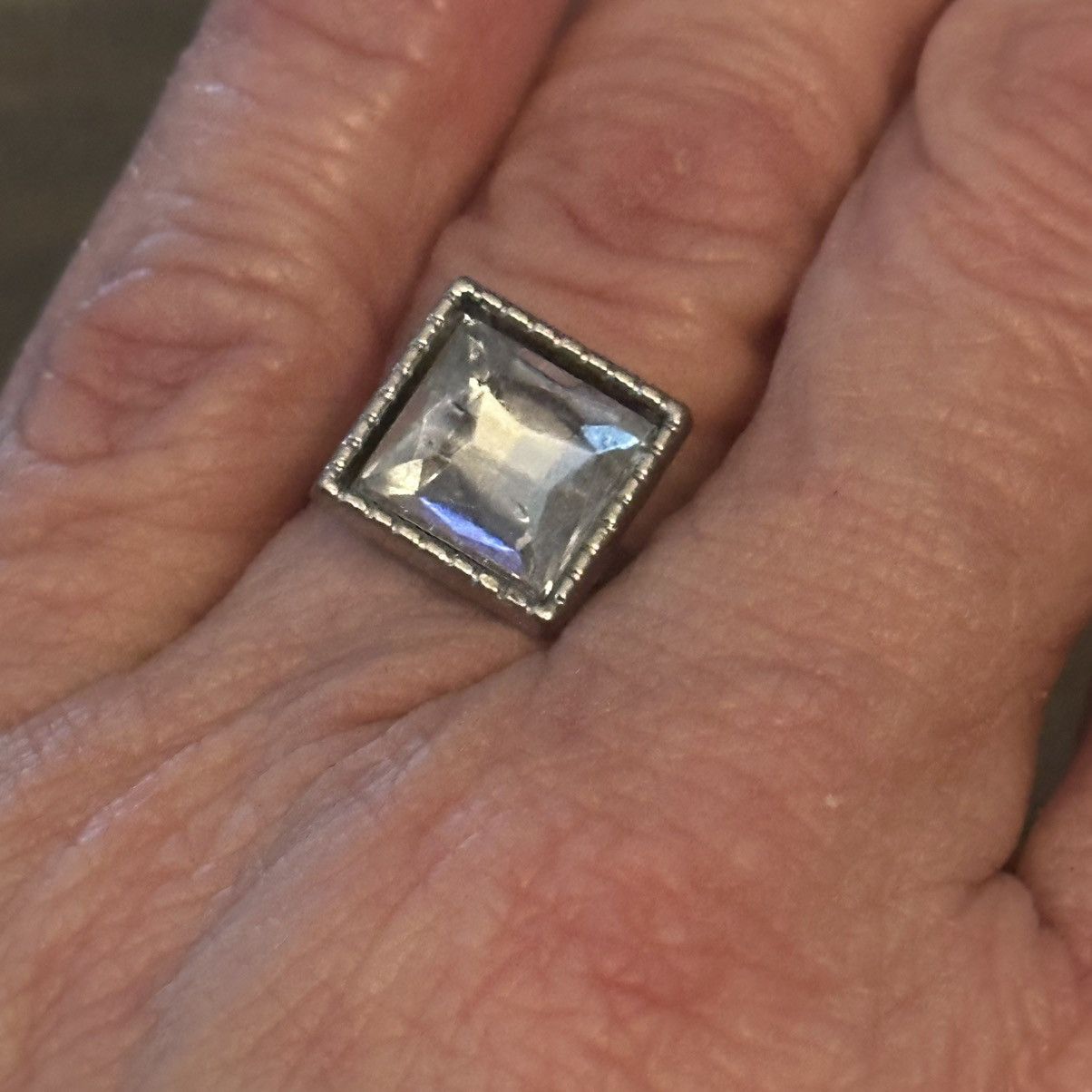 Vintage Vintage silver tone square clear rhinestone ring Size ONE SIZE - 2 Thumbnail