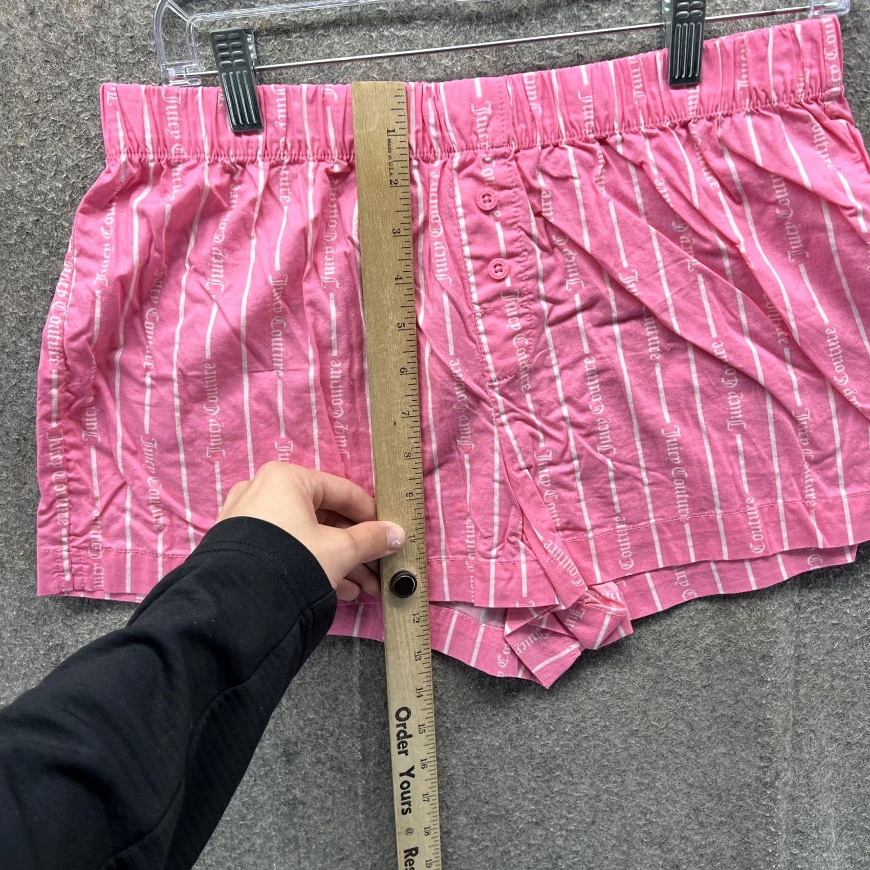 Juicy Couture Juicy Couture Sleep Shorts Womens Medium Pink Striped Logo Print Lounge Size 32" / US 10 / IT 46 - 6 Thumbnail