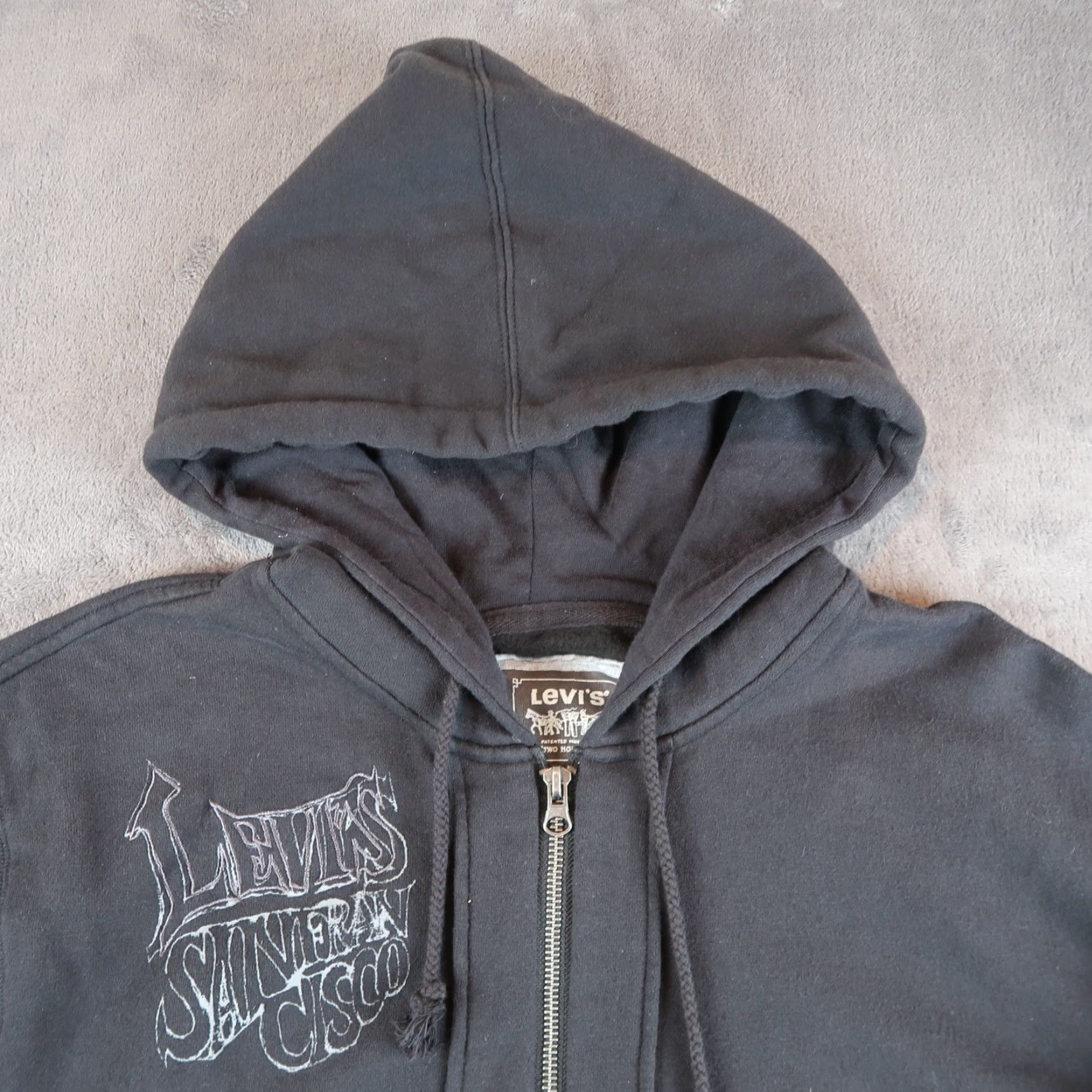 Levi's VINTAGE Levi's Hoodie Full Zip Sweatshirt Hooded Mens XL Black Y2K 2000s Size US XL / EU 56 / 4 - 4 Thumbnail