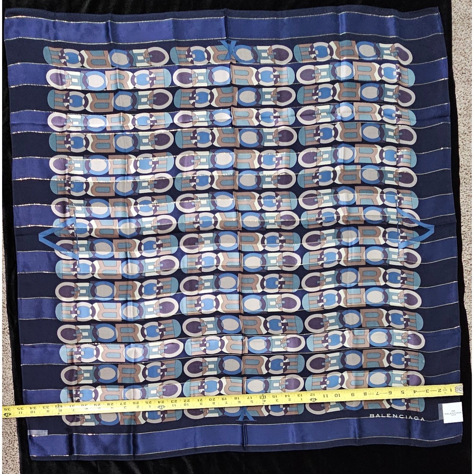 Balenciaga NWT Vintage Balenciaga Geometric Abstract Theme Silk Scarf Size ONE SIZE - 4 Thumbnail