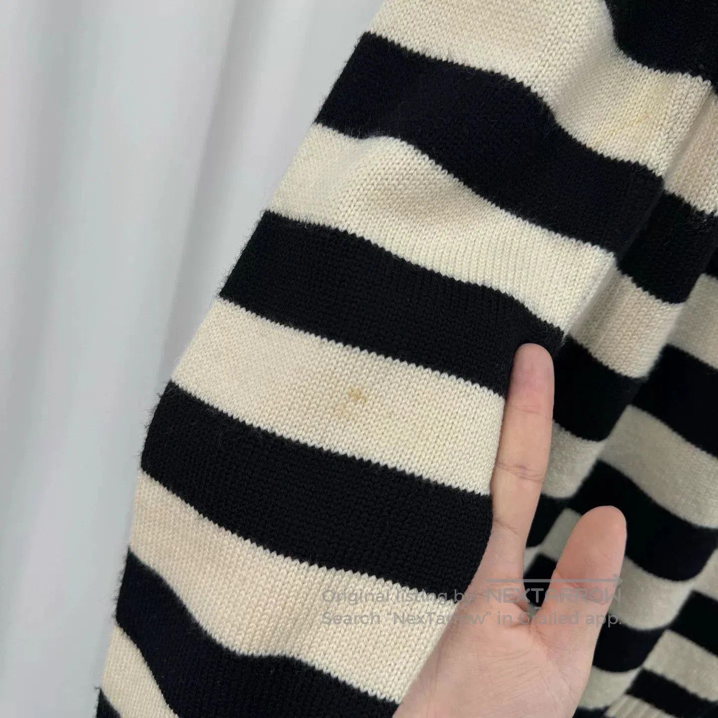 Saint Laurent Paris black and white striped wool knit sweater. Size US L / EU 52-54 / 3 - 5 Thumbnail