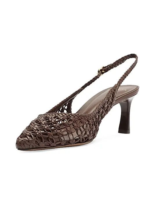 Alexandre Birman os11x1225 Jane Tresse 60MM Woven Leather Slingback Pumps Size US 7 / IT 37 - 3 Thumbnail