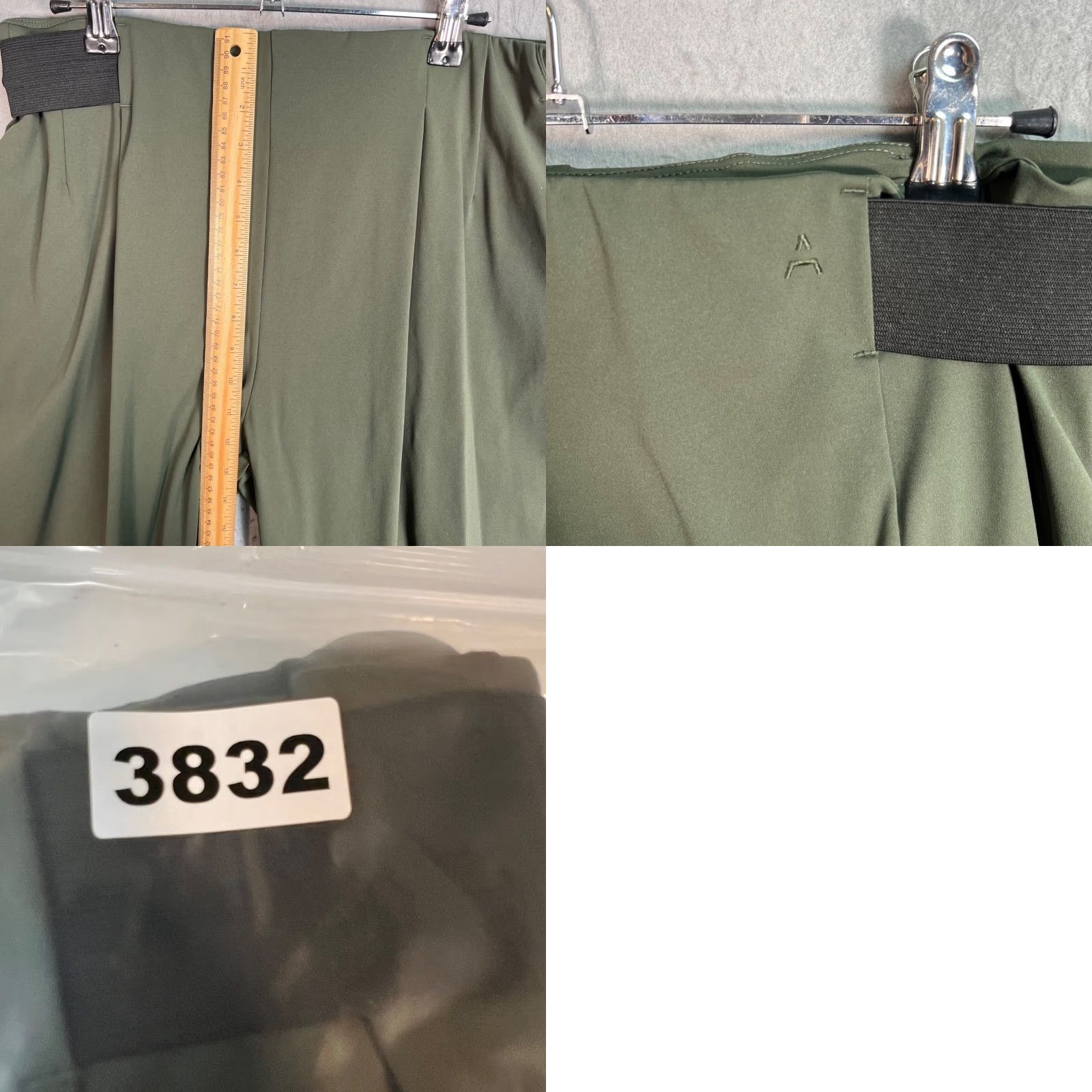 Vintage Aday Pants Womens Large Green Elastic Waist Tapered Leg Ankle Inseam 29 in Nylon Elastane Plus Pleated Rise High Casual Size 36" / US 14 / IT 50 - 8 Thumbnail