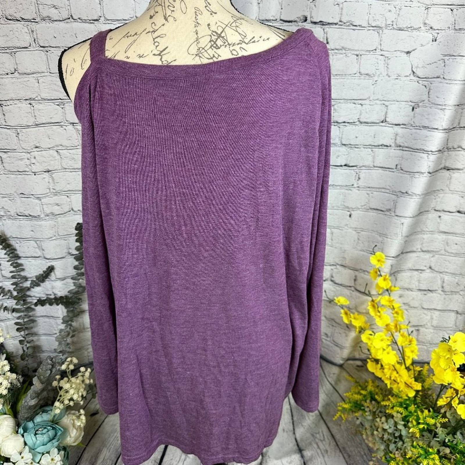 Other Leo Rossi Cold Shoulder Twist Front Top Tunic Blouse Plum XL Size XL / US 12-14 / IT 48-50 - 8 Thumbnail
